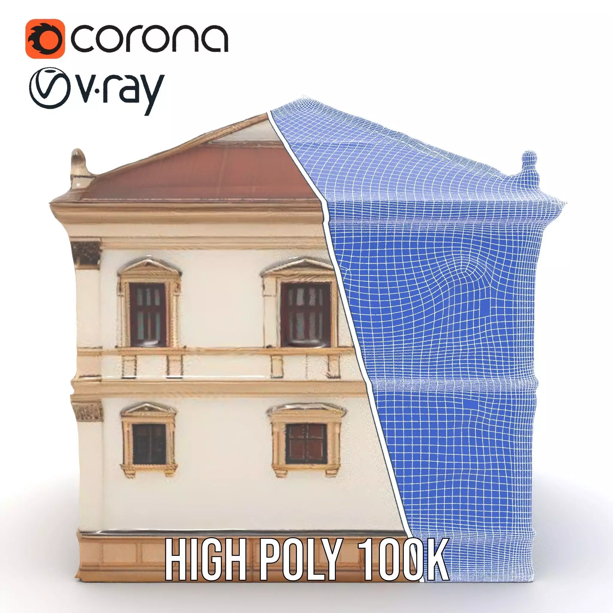 Classic Beige Manor model pack Low-poly 3D model_33