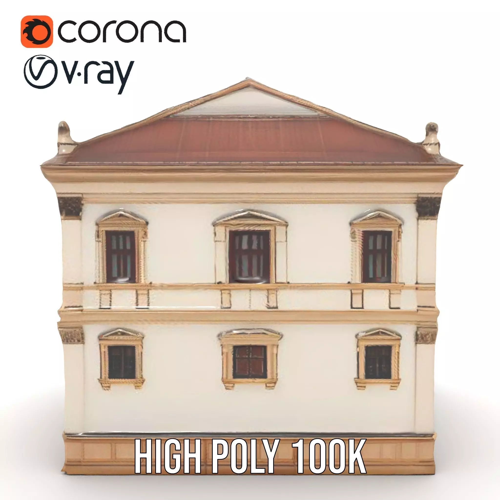 Classic Beige Manor model pack Low-poly 3D model_28