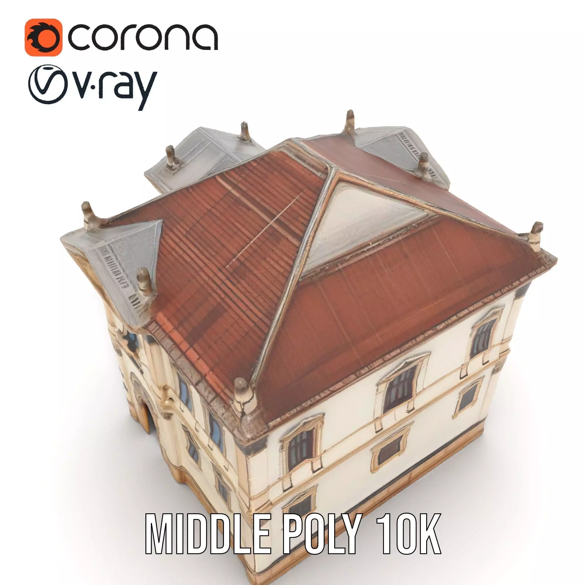 Classic Beige Manor model pack Low-poly 3D model_5