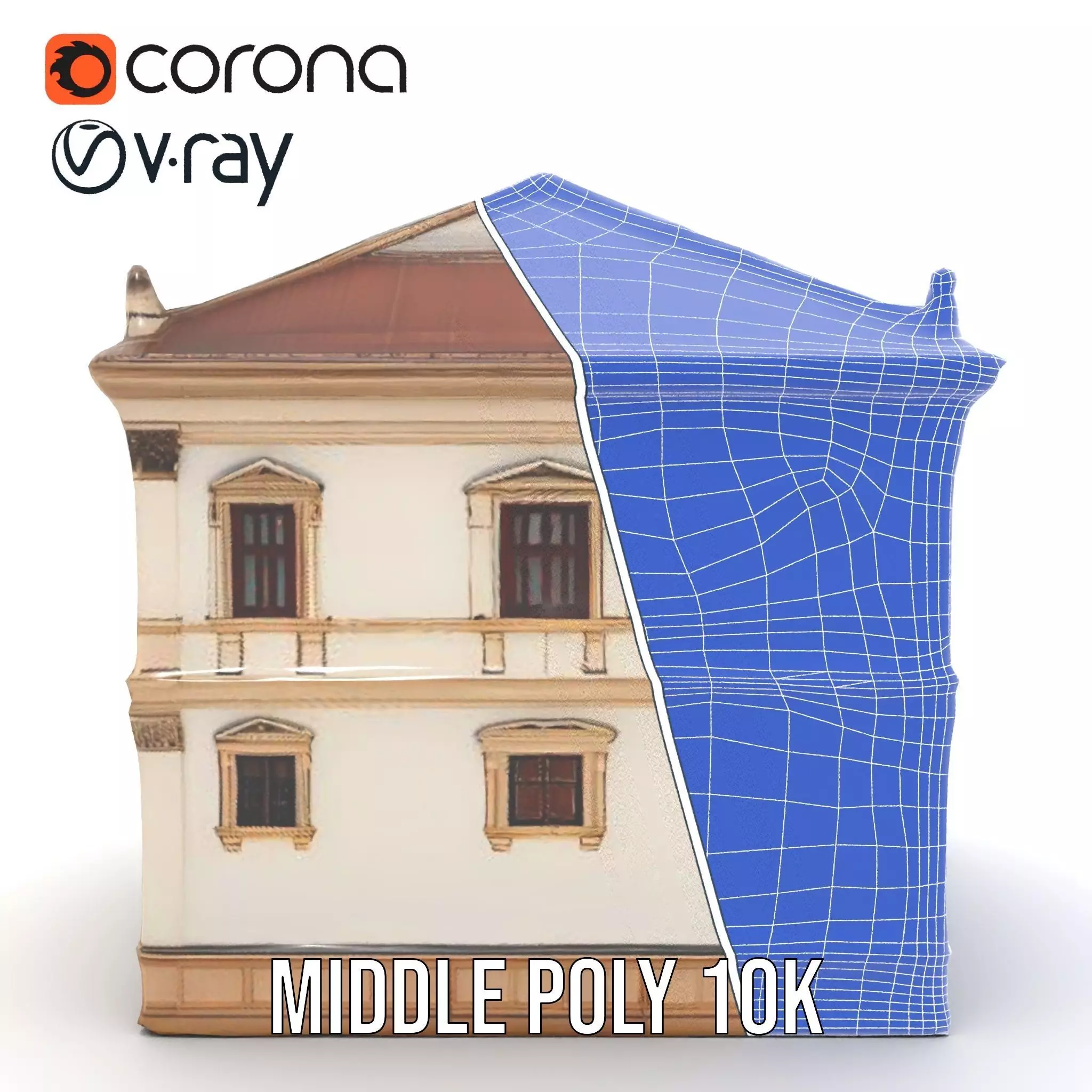 Classic Beige Manor model pack Low-poly 3D model_26