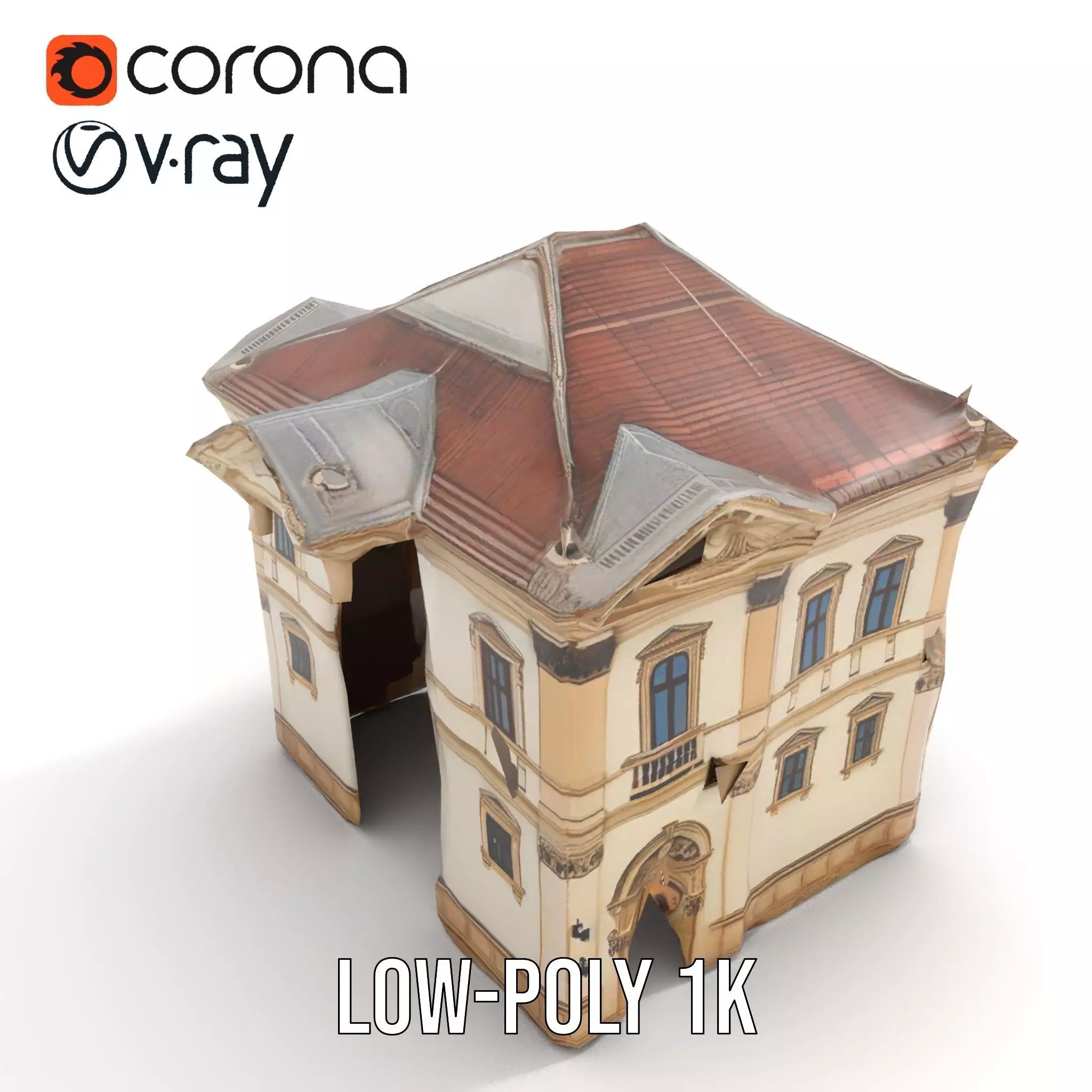 Classic Beige Manor model pack Low-poly 3D model_9
