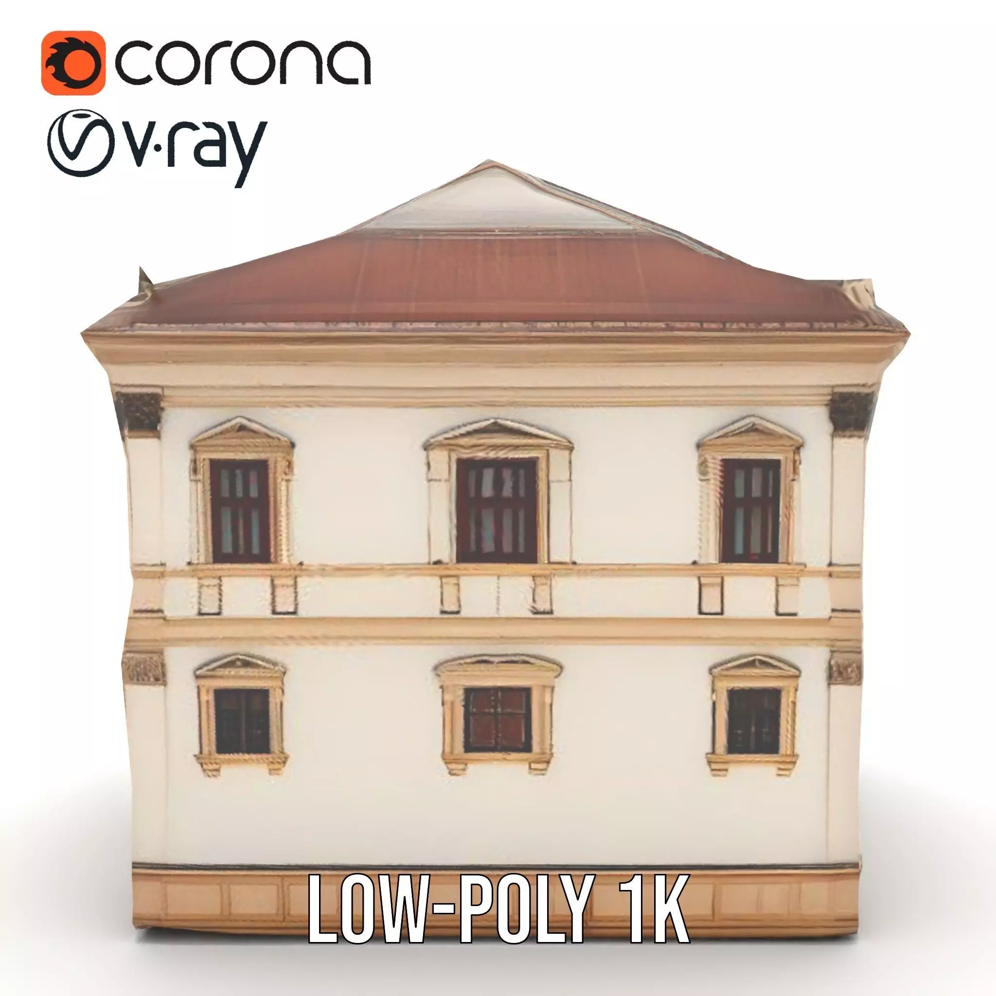 Classic Beige Manor model pack Low-poly 3D model_7