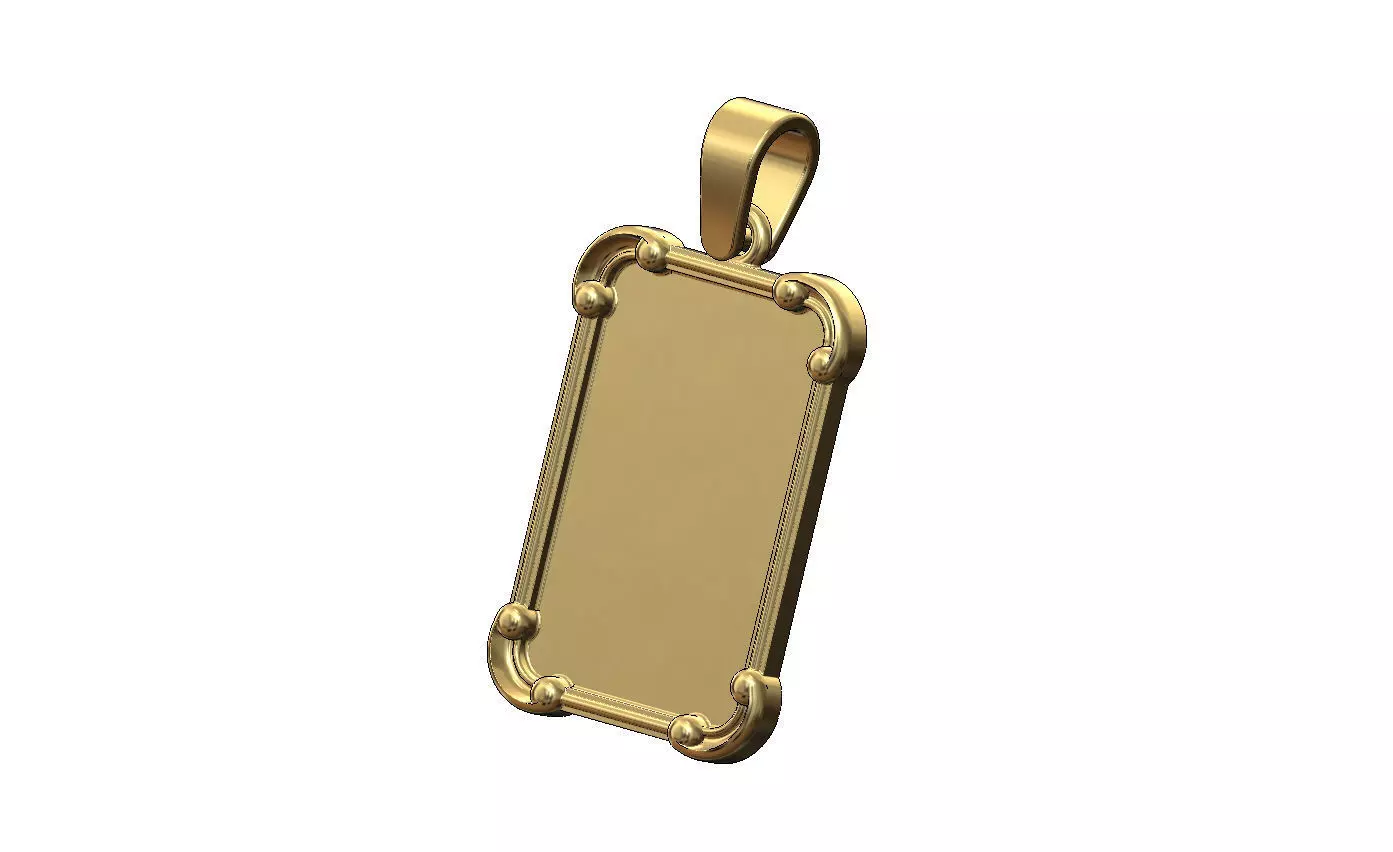 Rectangular carved scroll engravable pendant charm with bail 3D print model