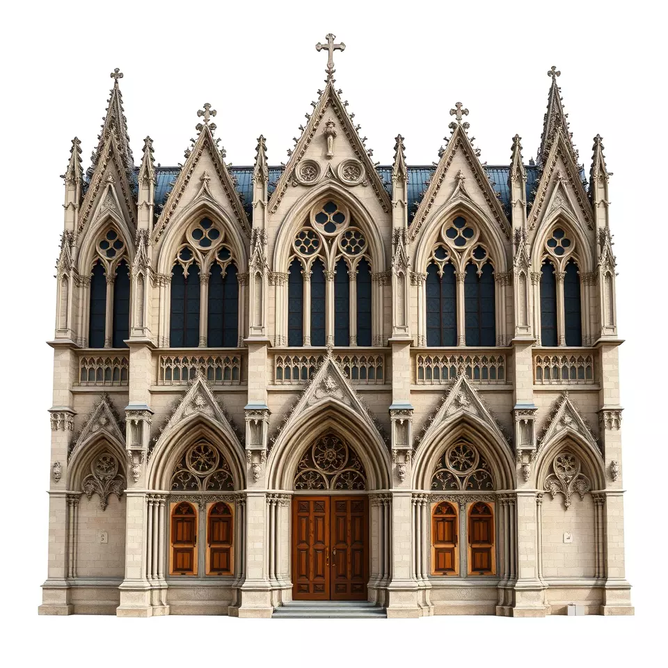 Gothic Cathedral Facade model pack Low-poly 3D model_2