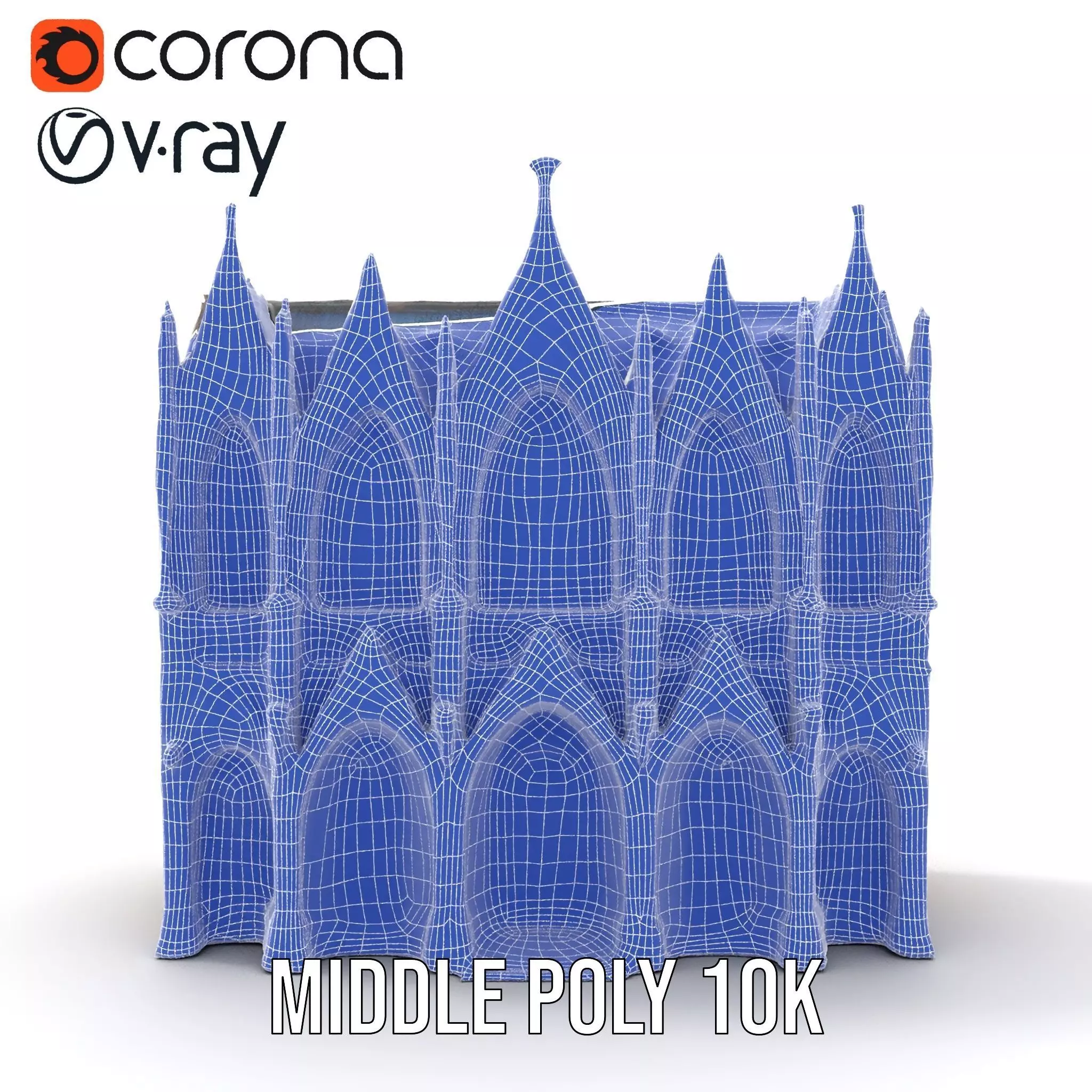 Gothic Cathedral Facade model pack Low-poly 3D model_29
