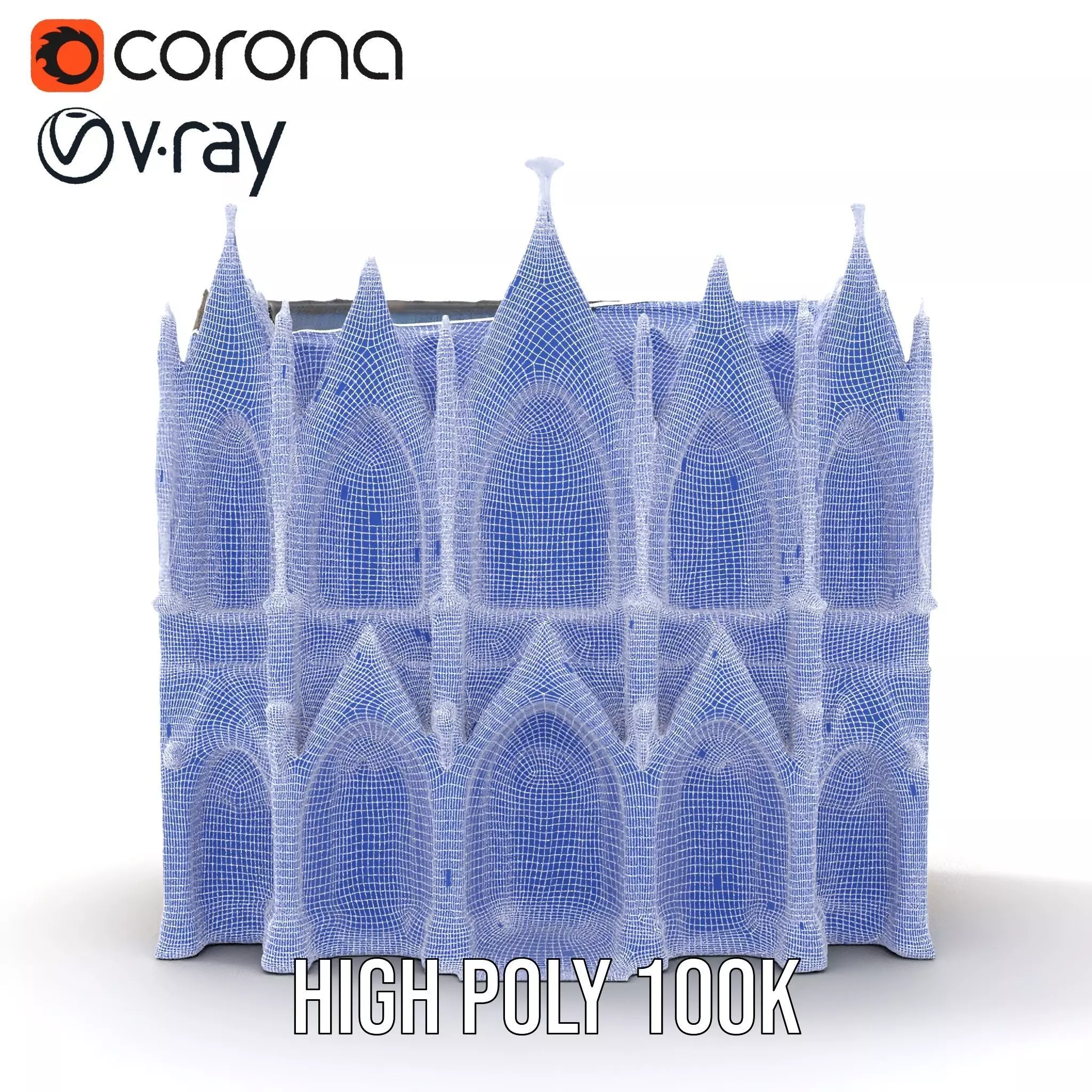Gothic Cathedral Facade model pack Low-poly 3D model_33