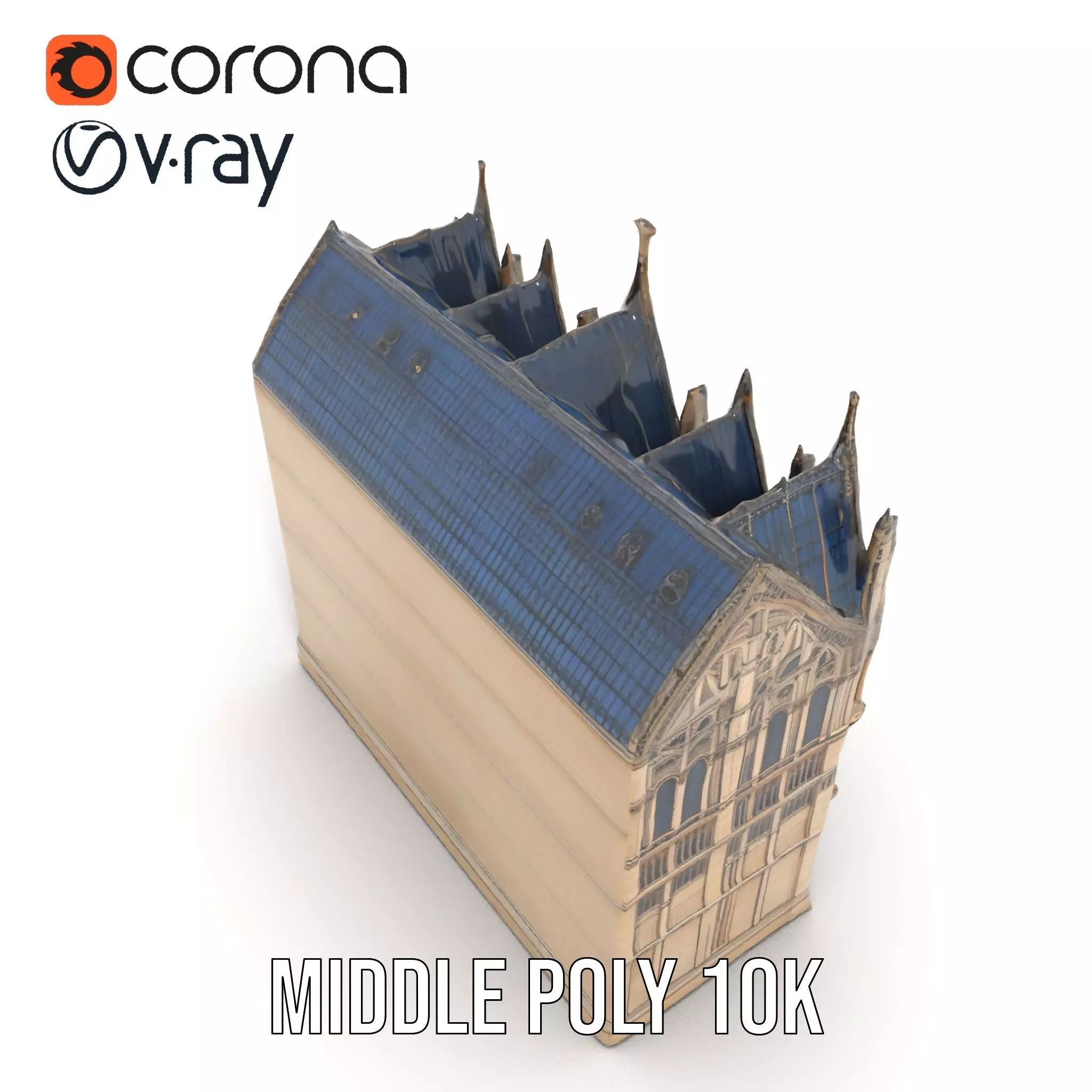 Gothic Cathedral Facade model pack Low-poly 3D model_6