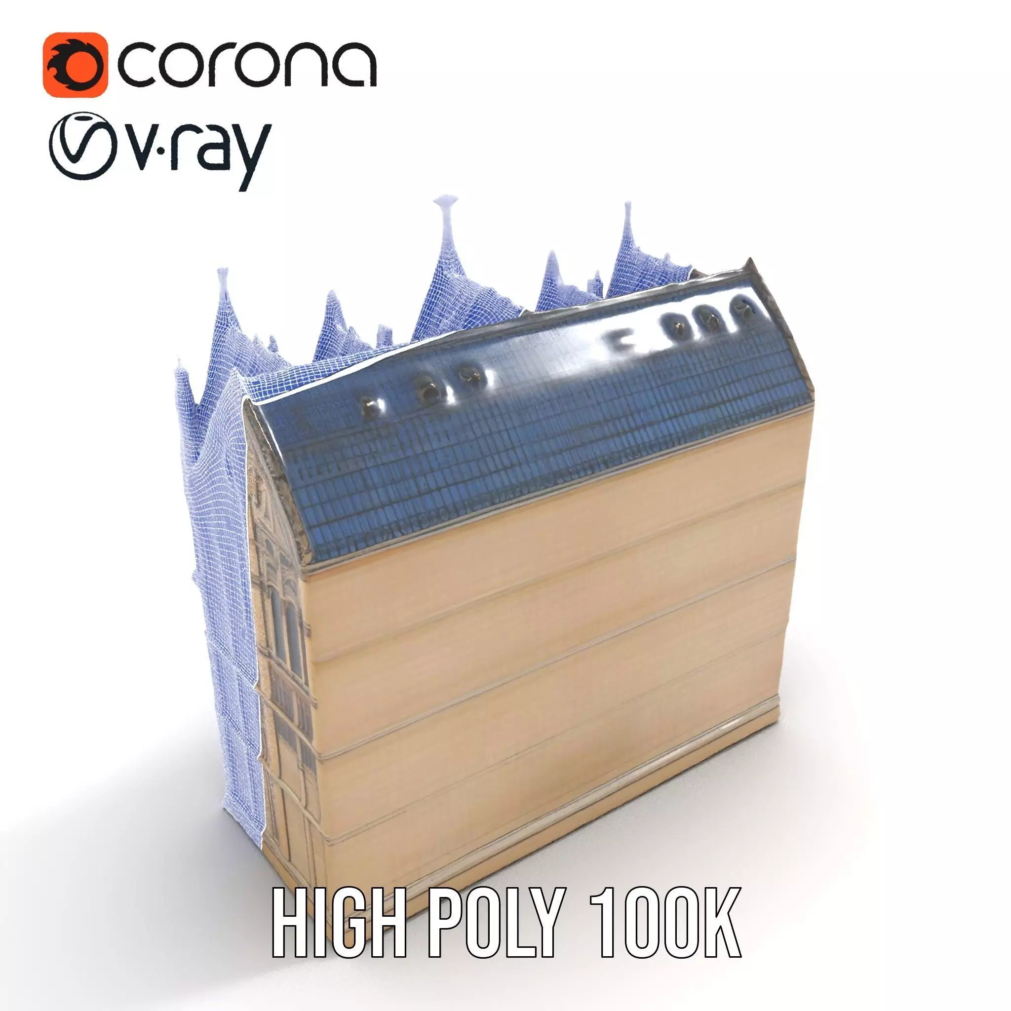 Gothic Cathedral Facade model pack Low-poly 3D model_17