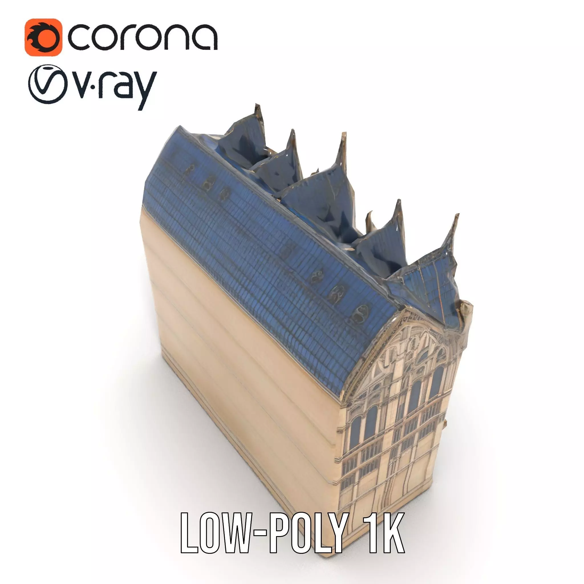 Gothic Cathedral Facade model pack Low-poly 3D model_27