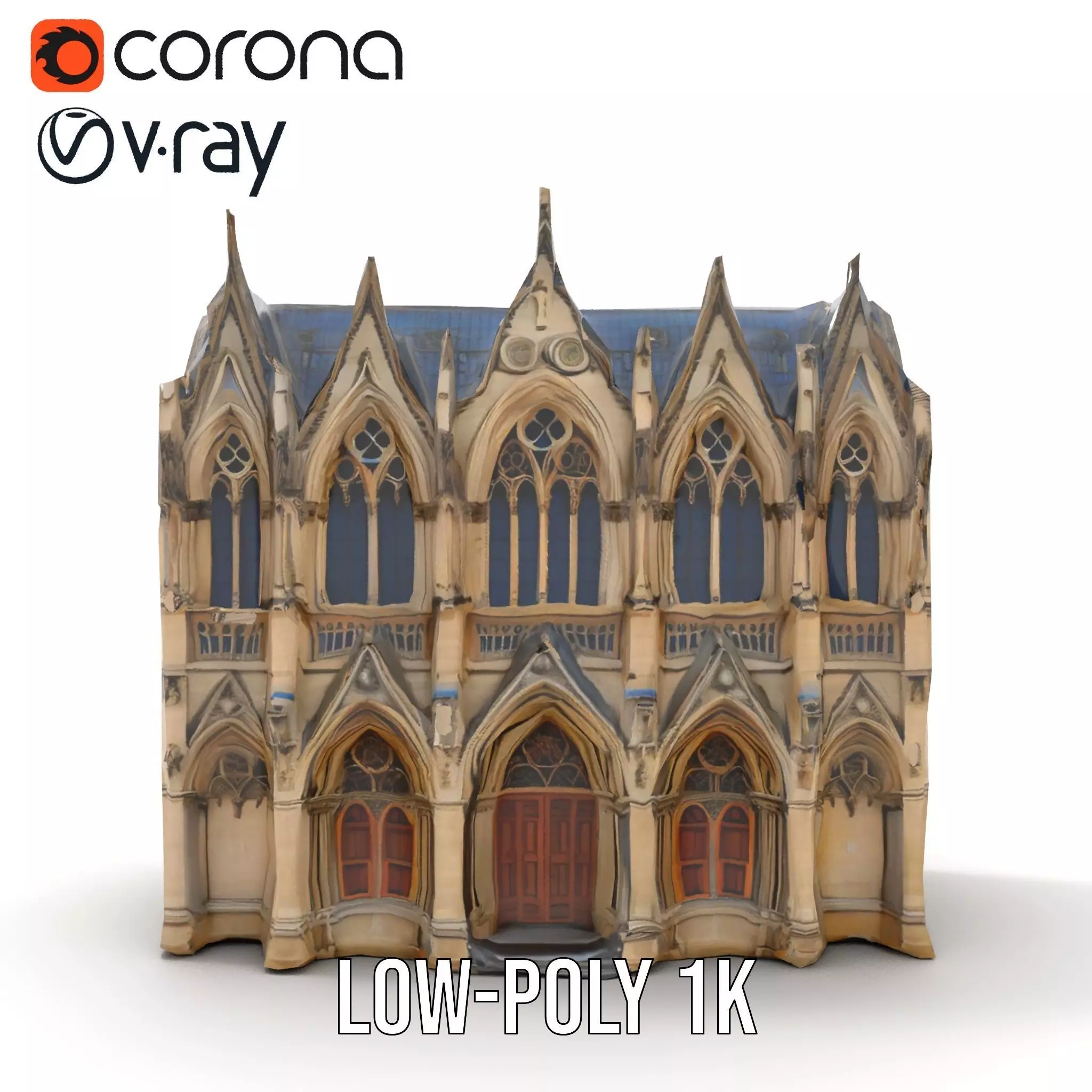 Gothic Cathedral Facade model pack Low-poly 3D model_24