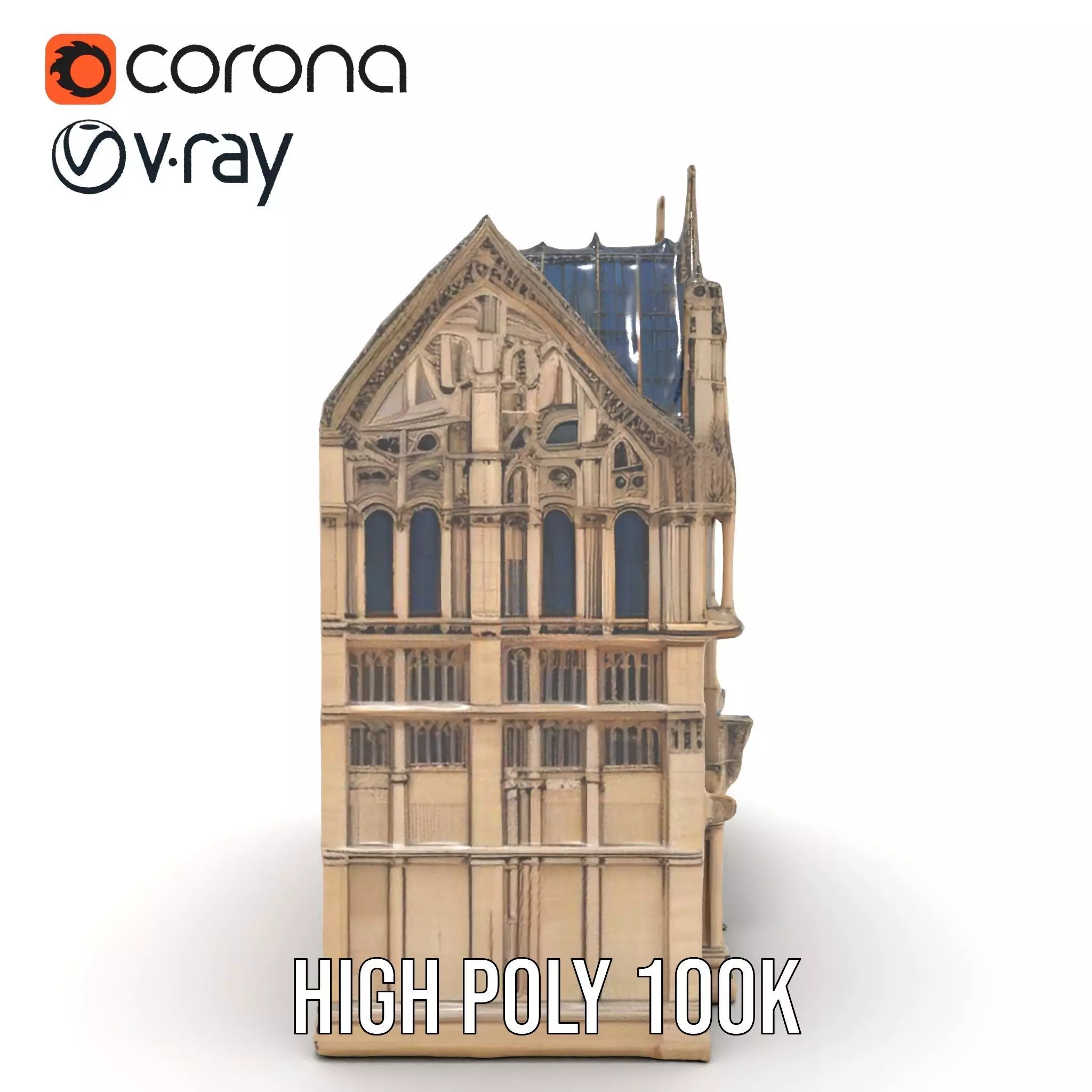 Gothic Cathedral Facade model pack Low-poly 3D model_31