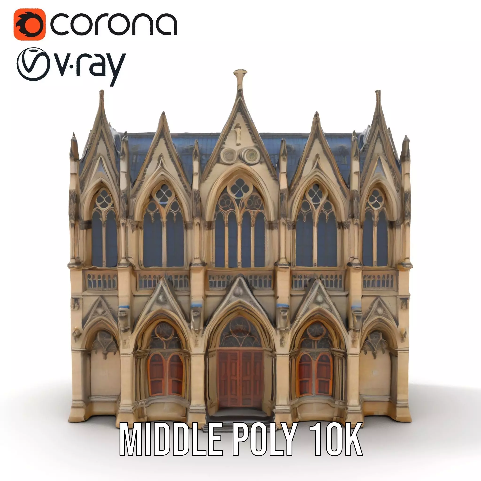 Gothic Cathedral Facade model pack Low-poly 3D model_5
