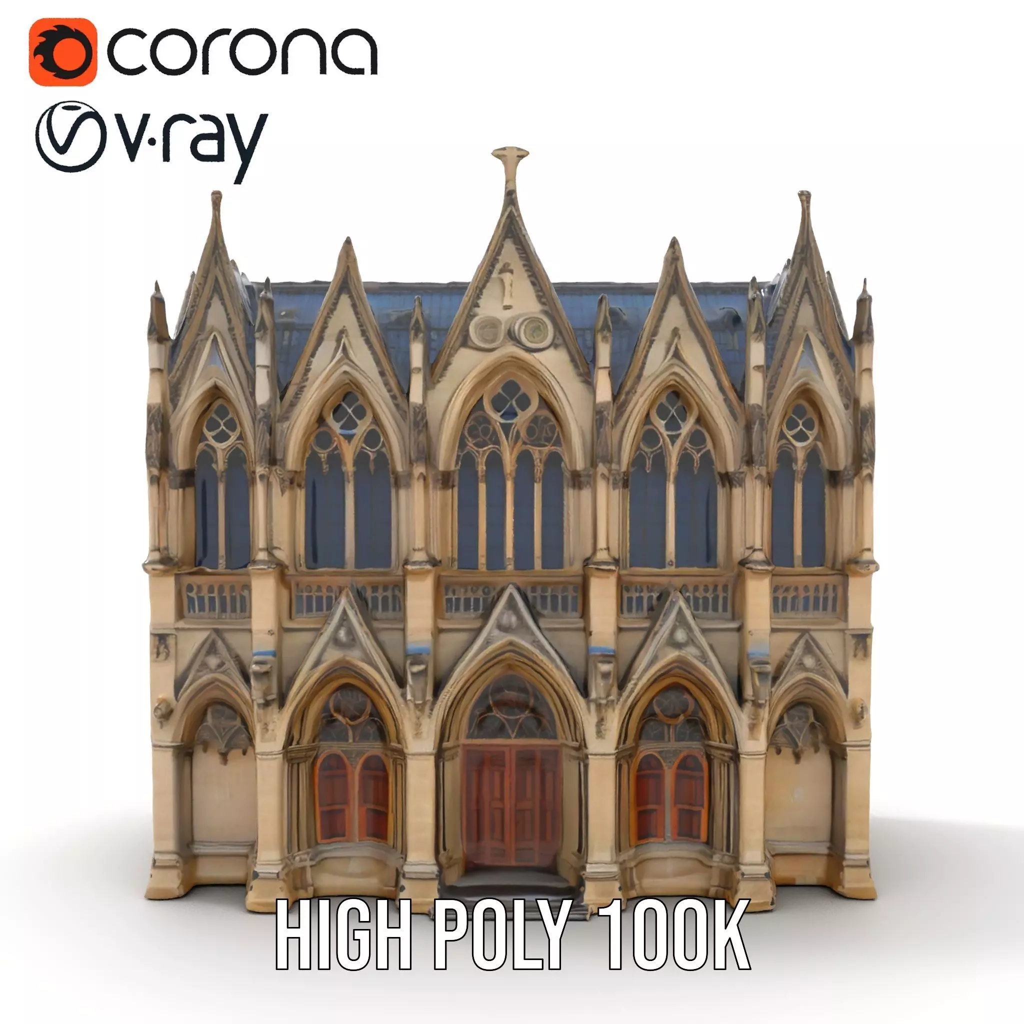 Gothic Cathedral Facade model pack Low-poly 3D model_25