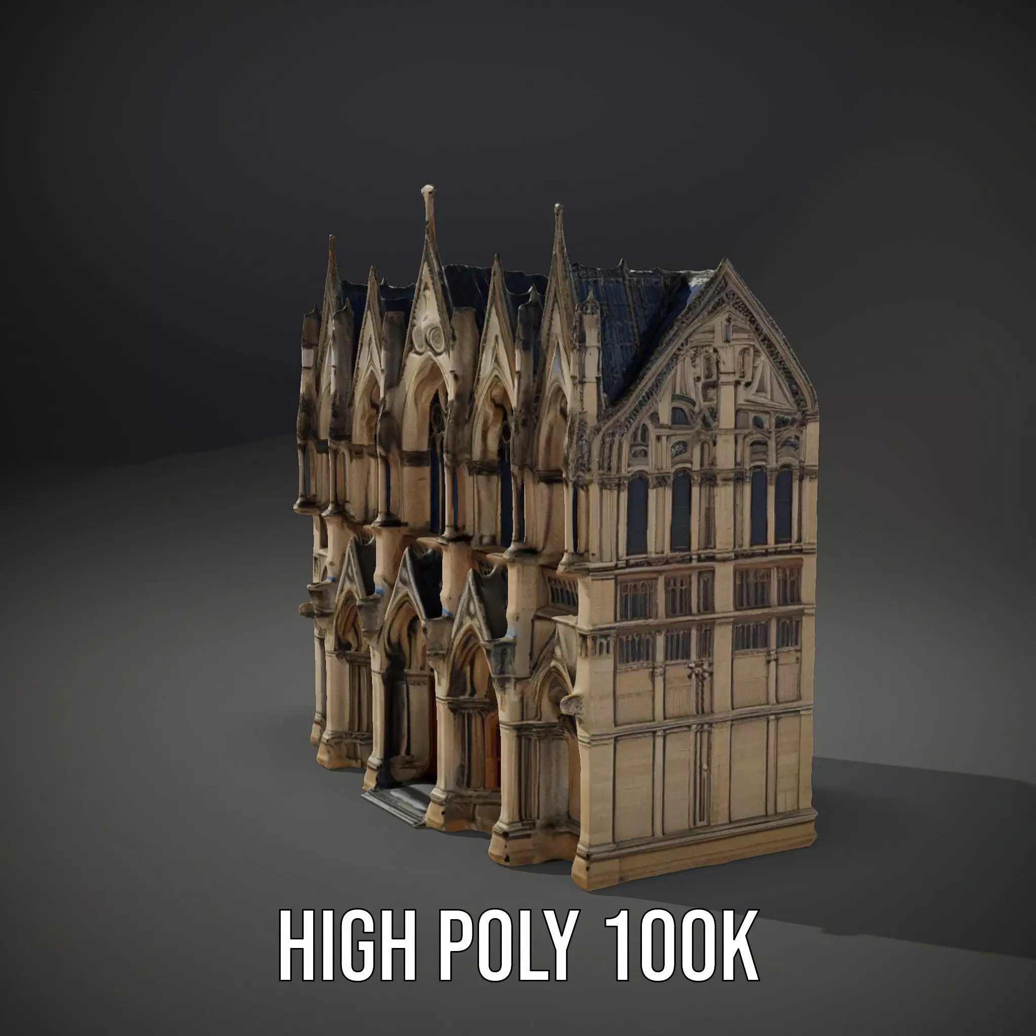 Gothic Cathedral Facade model pack Low-poly 3D model_10