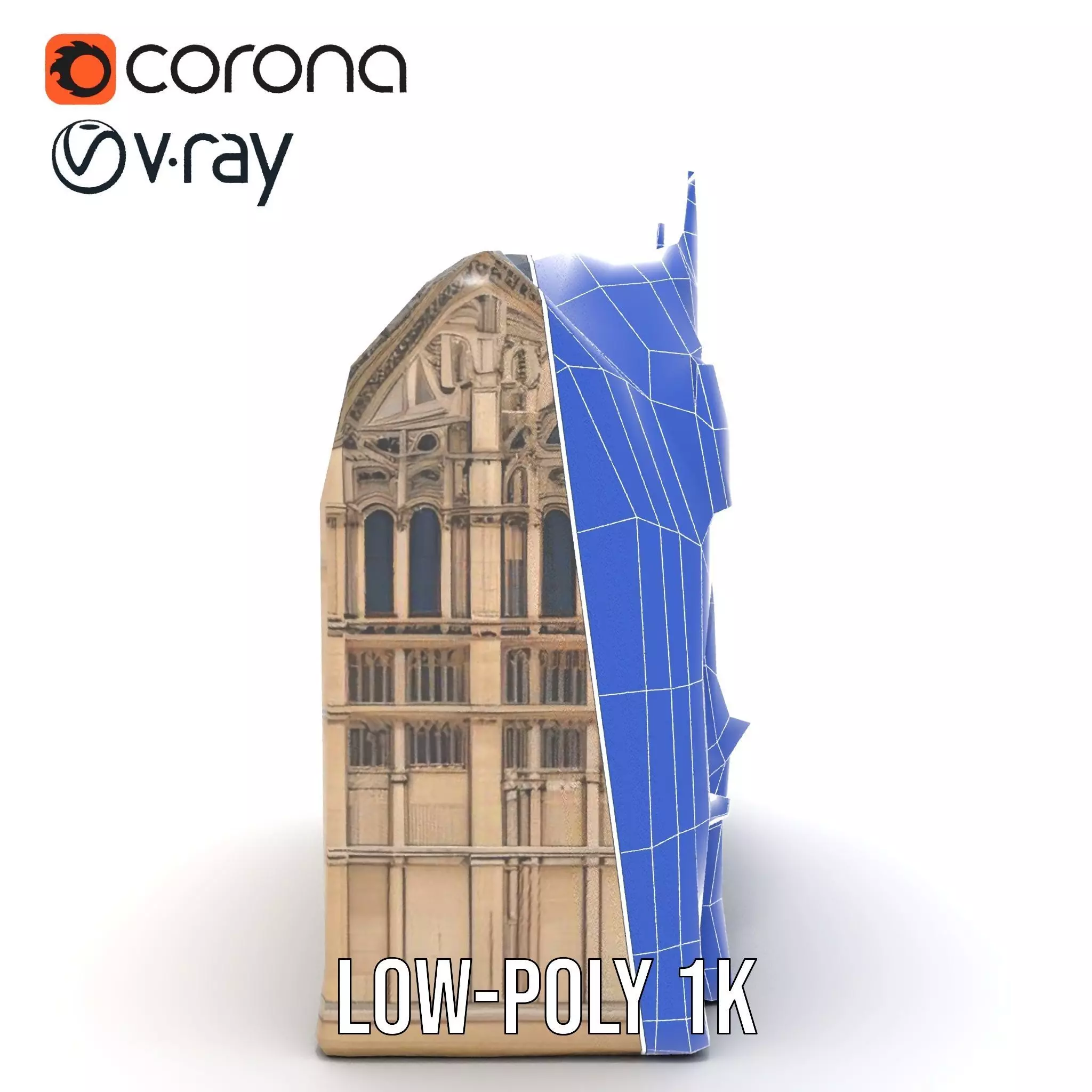 Gothic Cathedral Facade model pack Low-poly 3D model_16