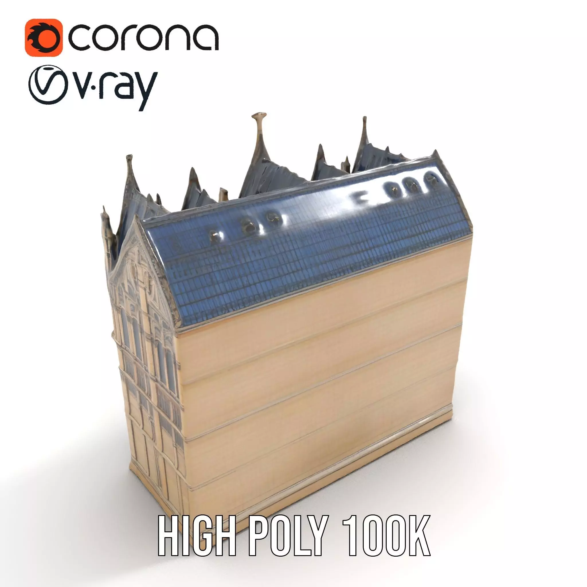 Gothic Cathedral Facade model pack Low-poly 3D model_22