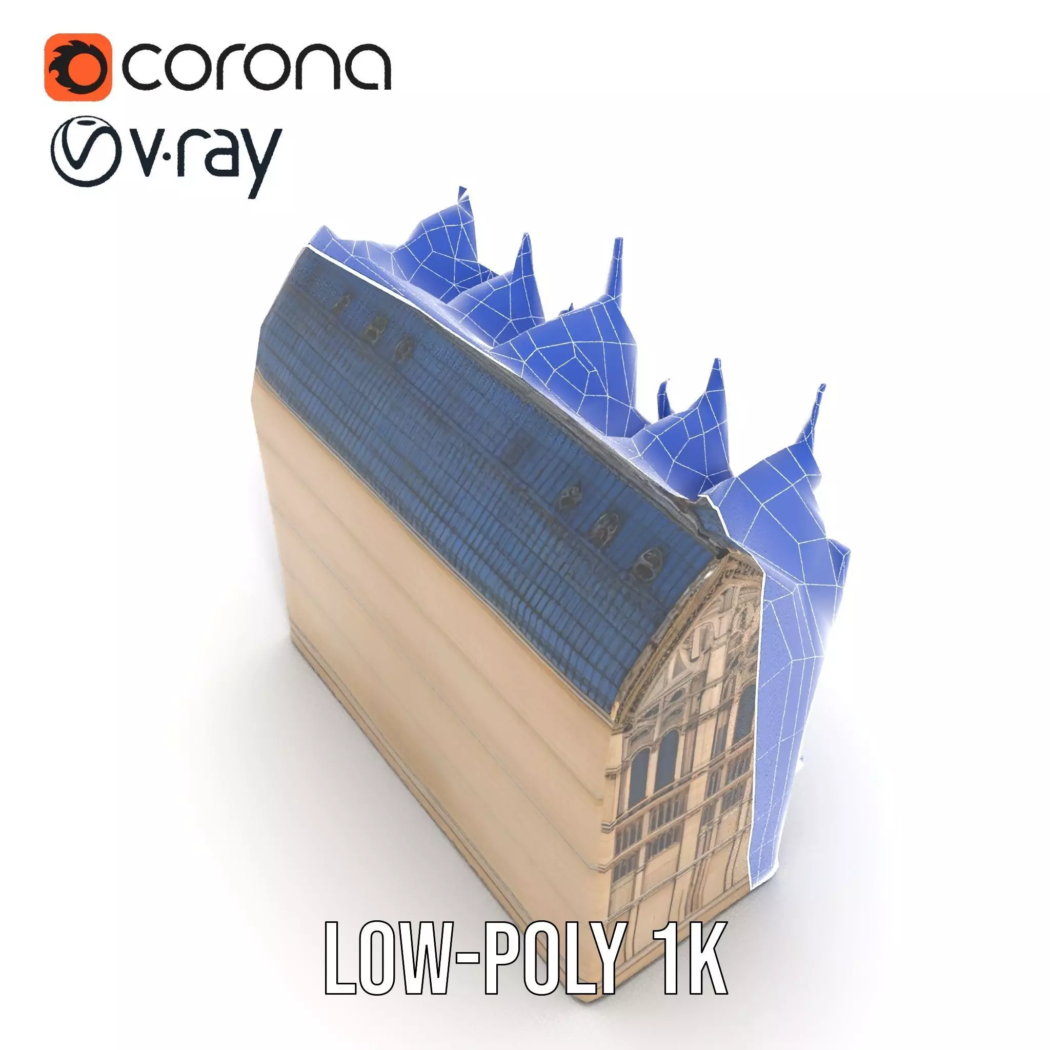Gothic Cathedral Facade model pack Low-poly 3D model_14