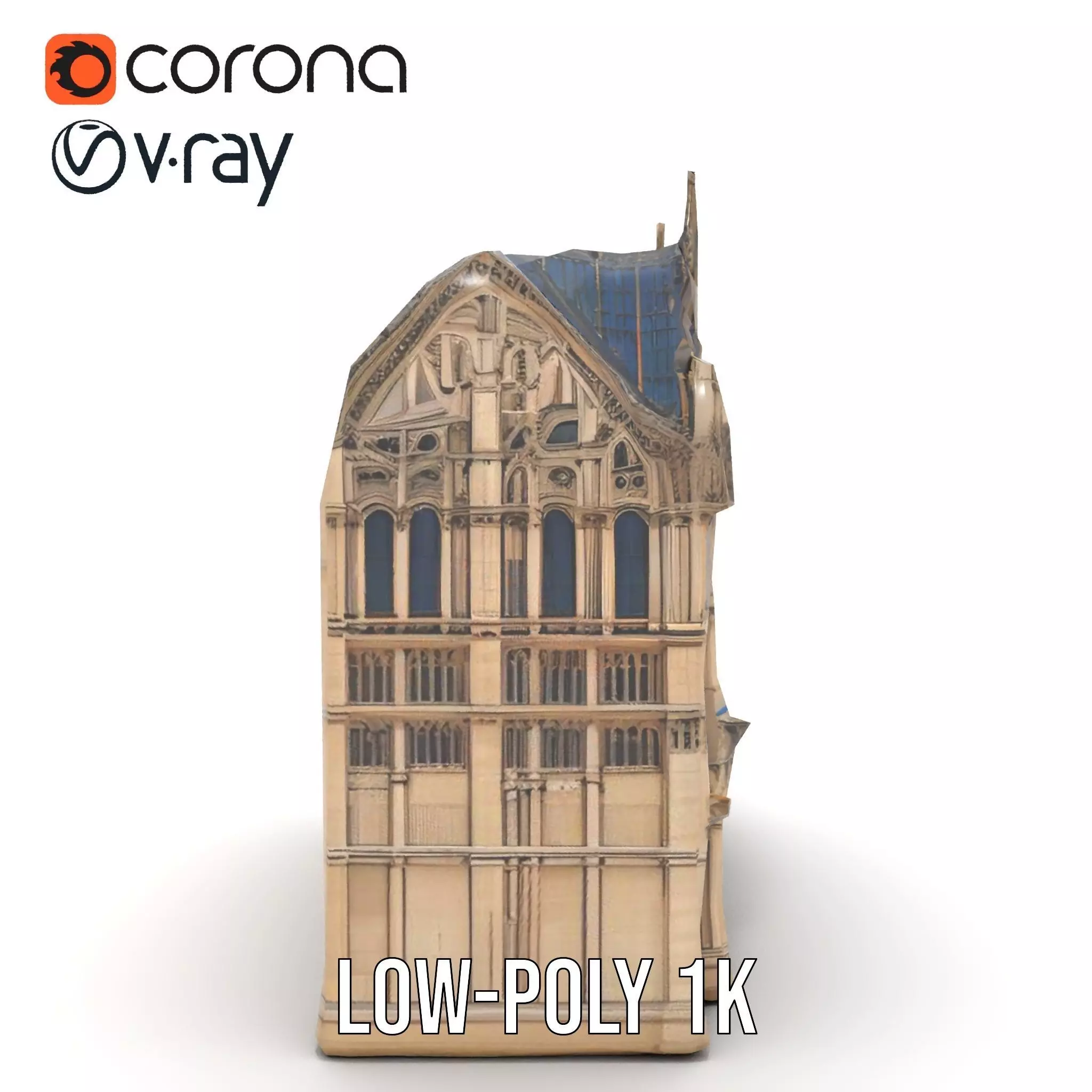 Gothic Cathedral Facade model pack Low-poly 3D model_30