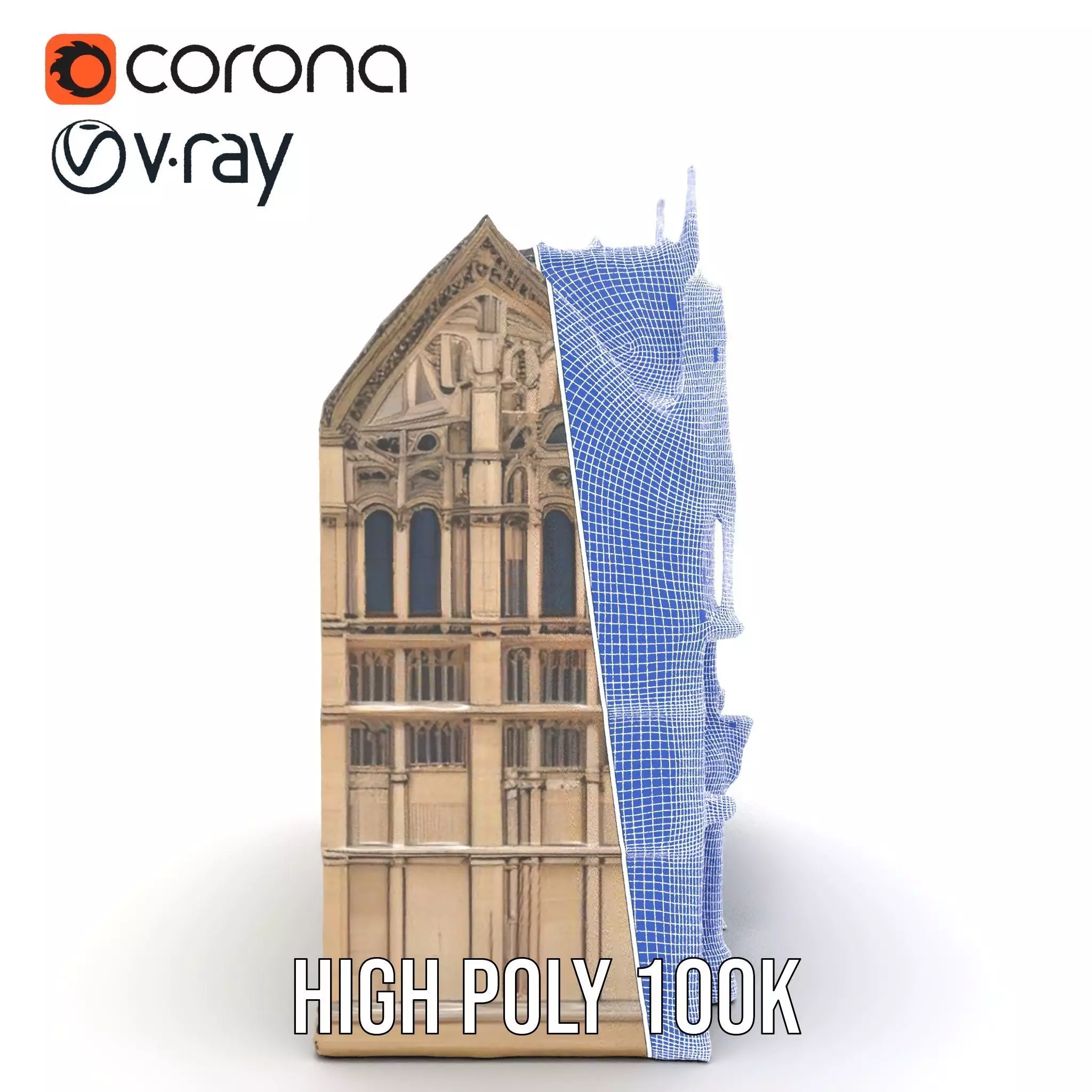 Gothic Cathedral Facade model pack Low-poly 3D model_34