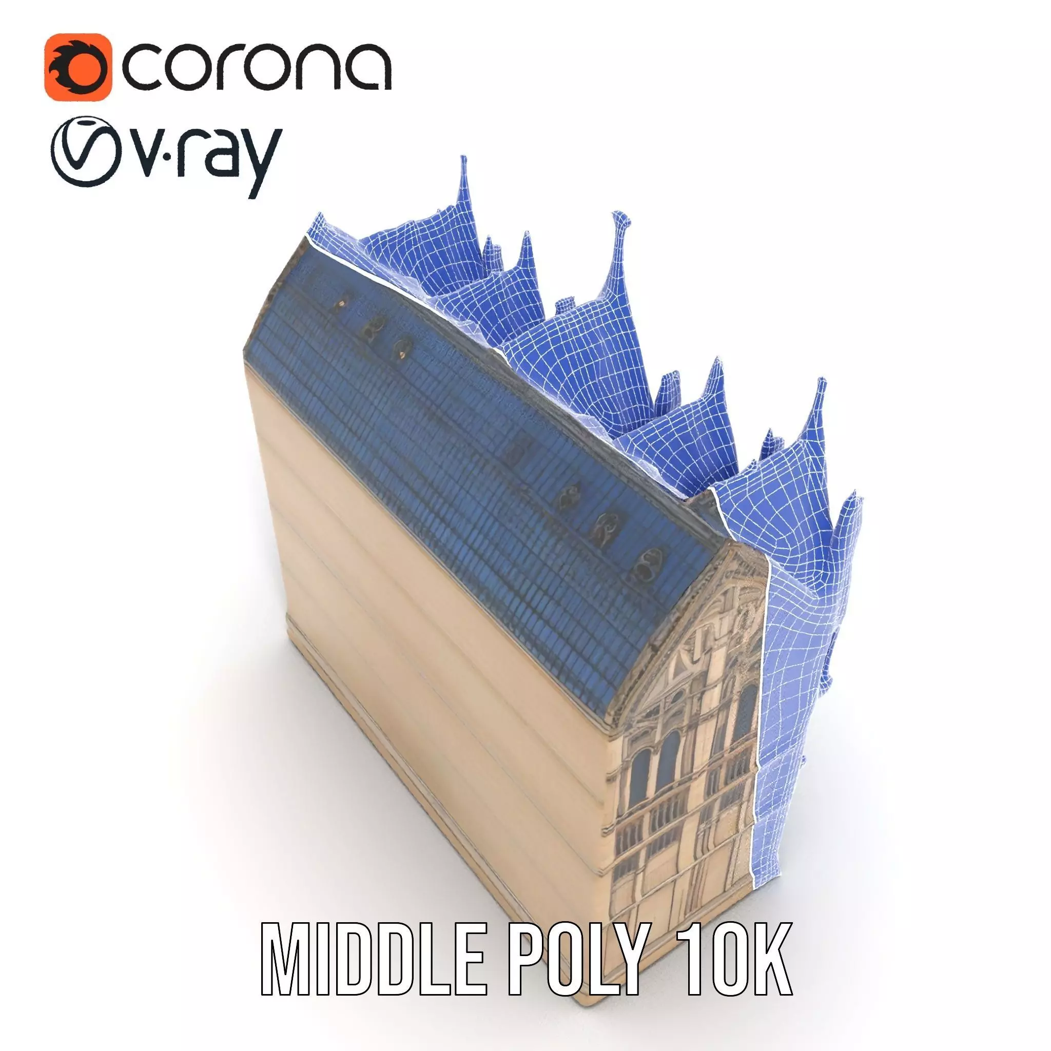 Gothic Cathedral Facade model pack Low-poly 3D model_18