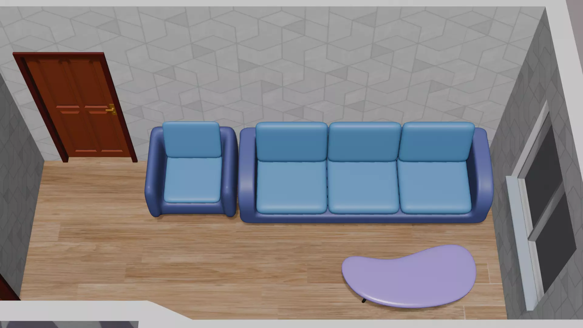 A simple 3D model of interior furniture in Blender Free low-poly 3D model_0