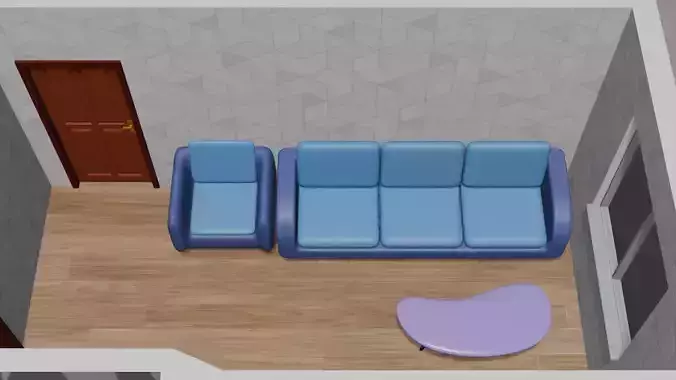 A simple 3D model of interior furniture in Blender