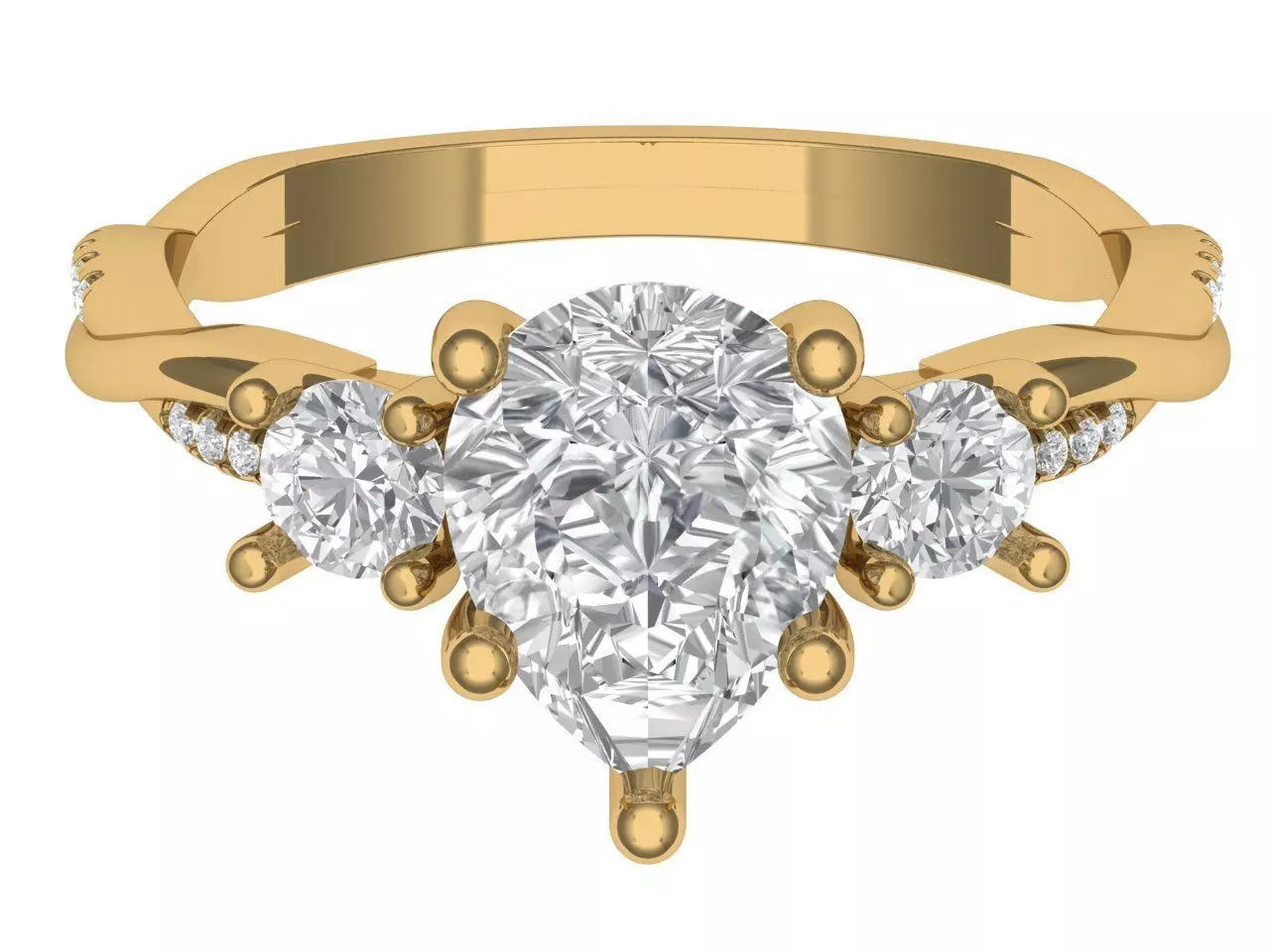 PEAR SOLITAIRE ENGEGMENT RING 3D print model_0