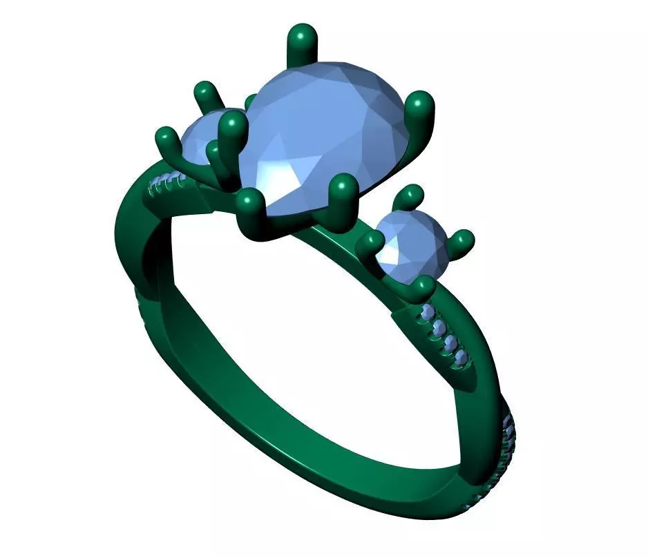 PEAR SOLITAIRE ENGEGMENT RING 3D print model_6