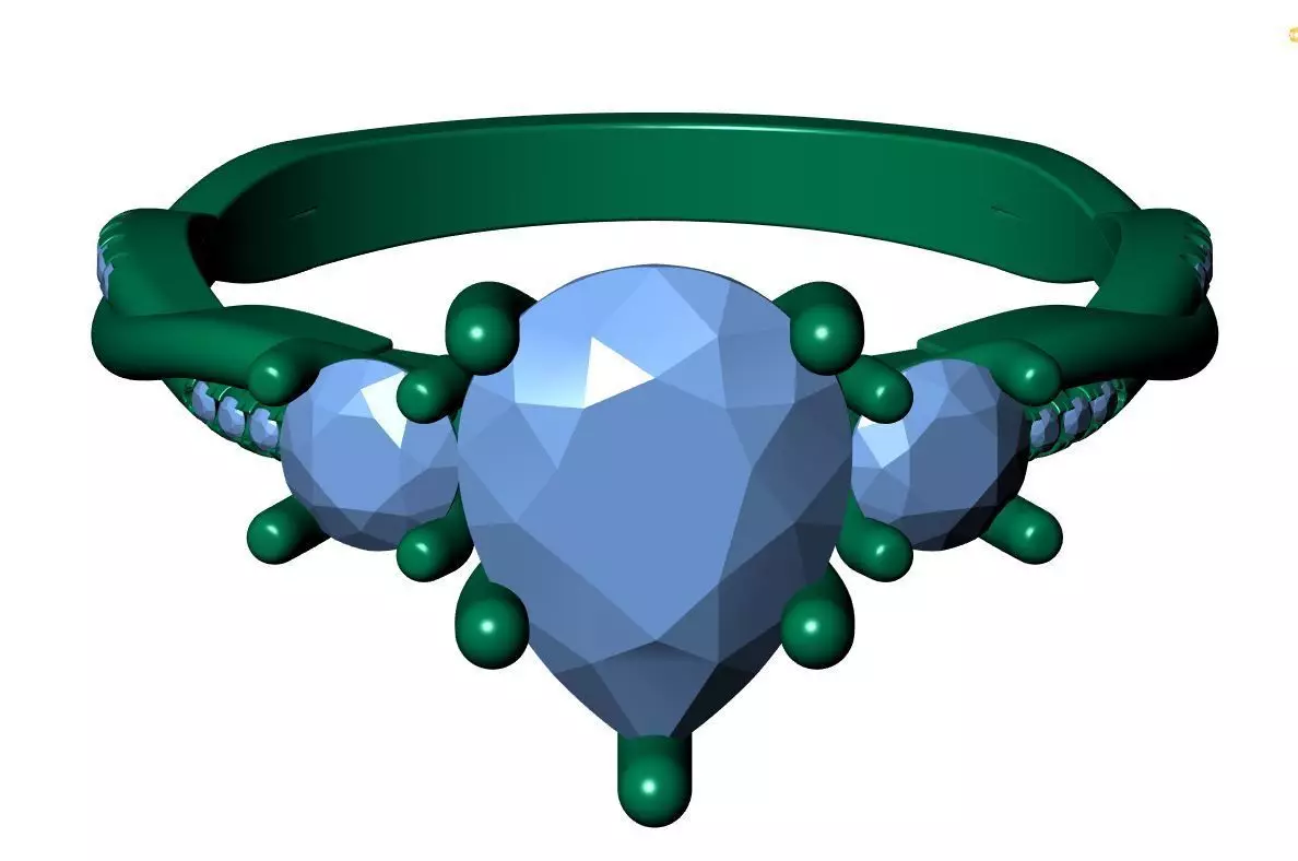 PEAR SOLITAIRE ENGEGMENT RING 3D print model_9