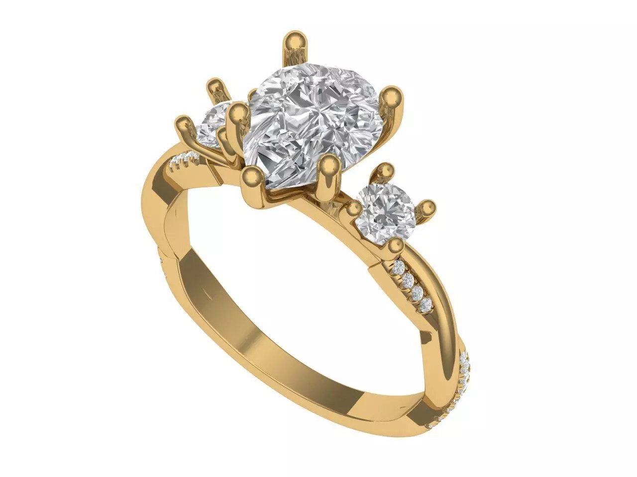 PEAR SOLITAIRE ENGEGMENT RING 3D print model_4