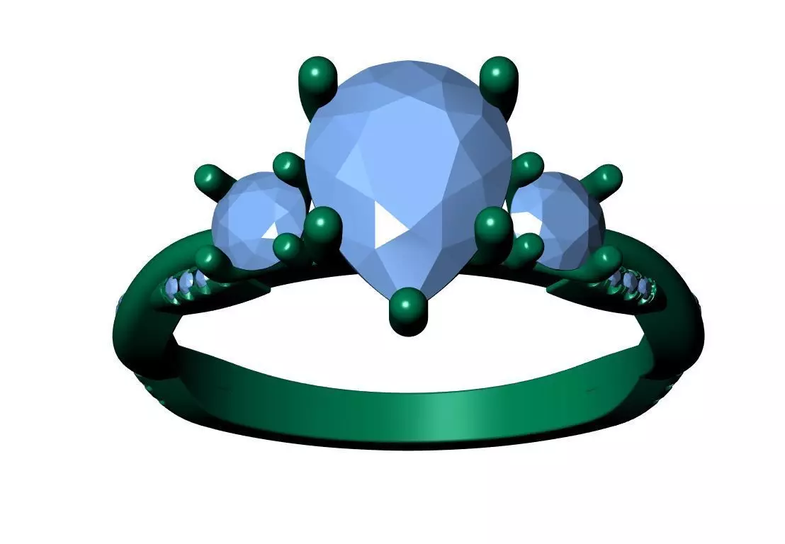 PEAR SOLITAIRE ENGEGMENT RING 3D print model_10