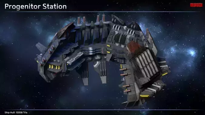Progenitor Space Station Low-poly 3D model