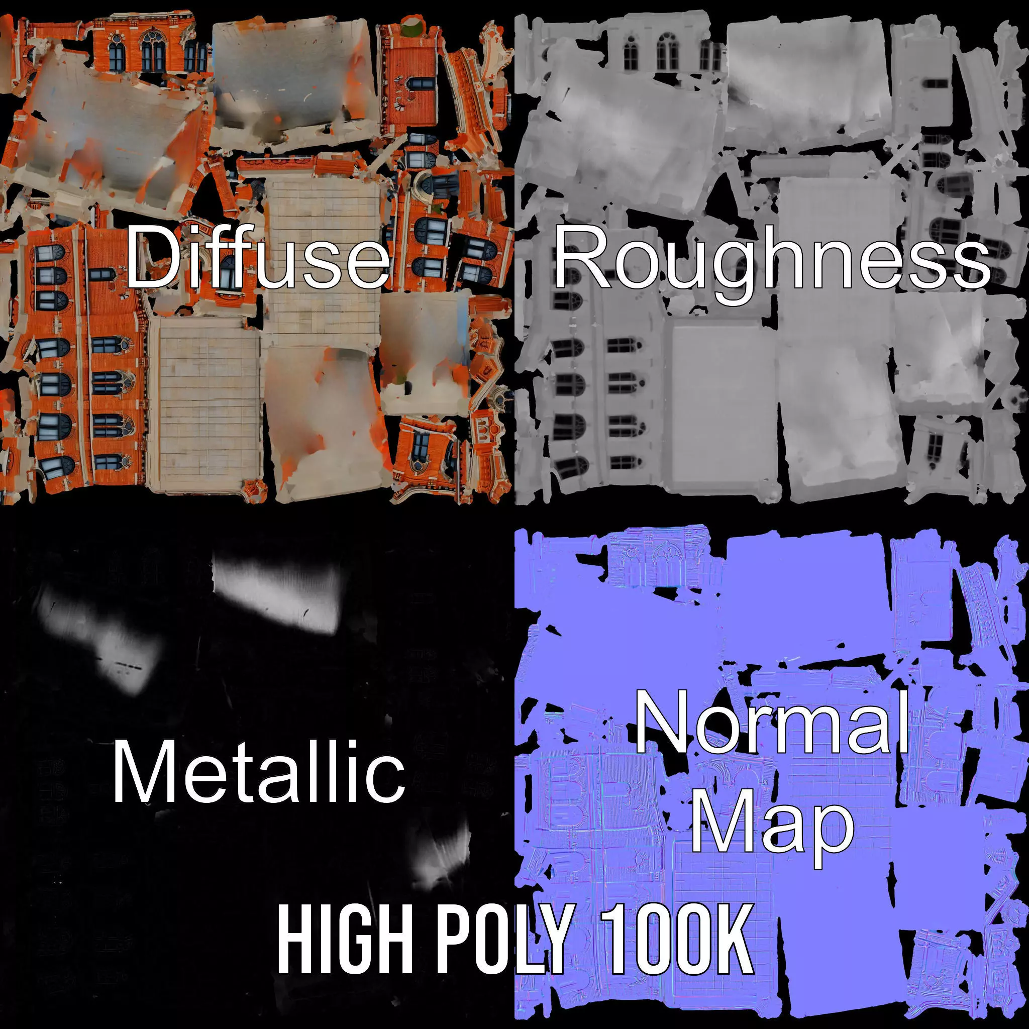 Victorian Brick Building model pack Low-poly 3D model_3