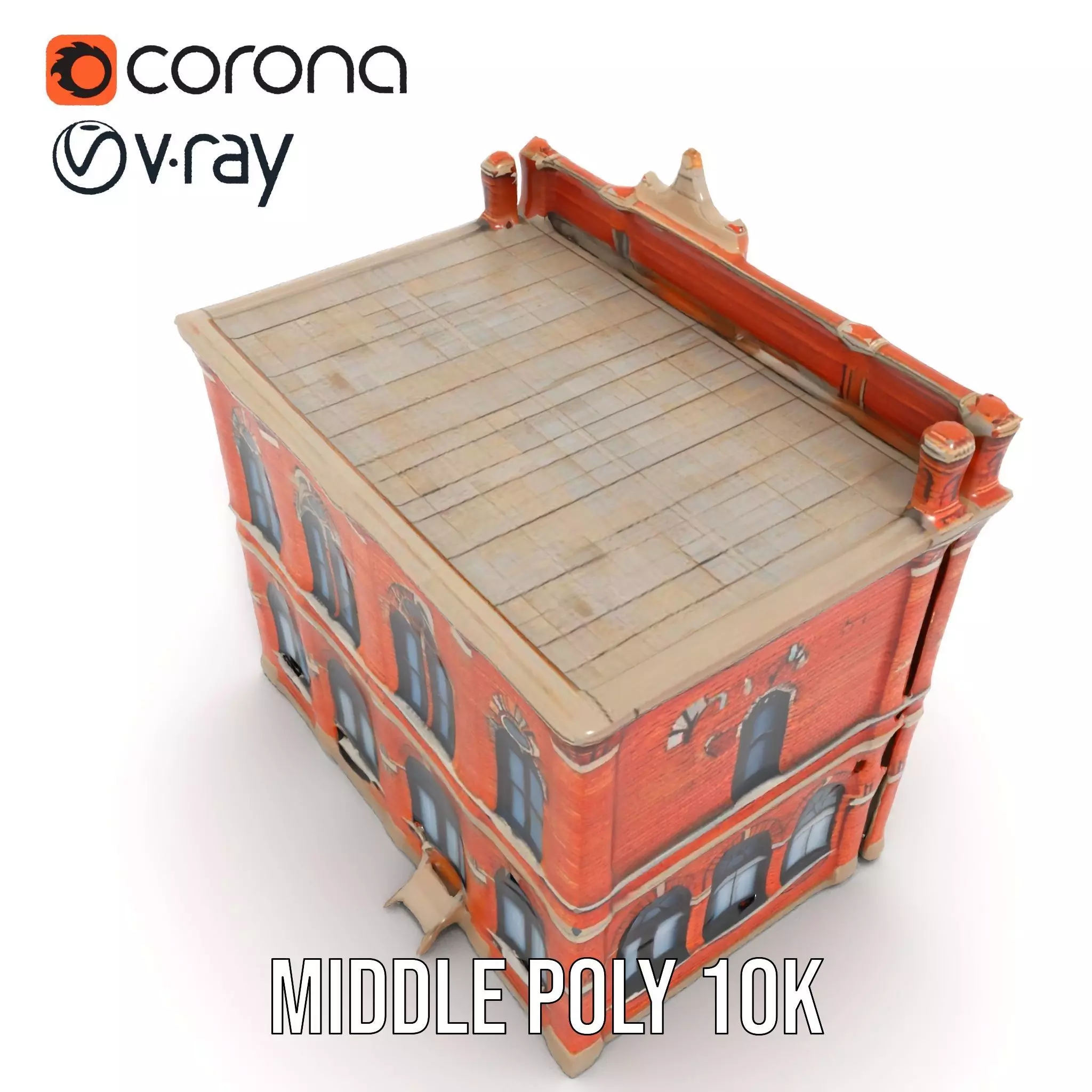 Victorian Brick Building model pack Low-poly 3D model_5