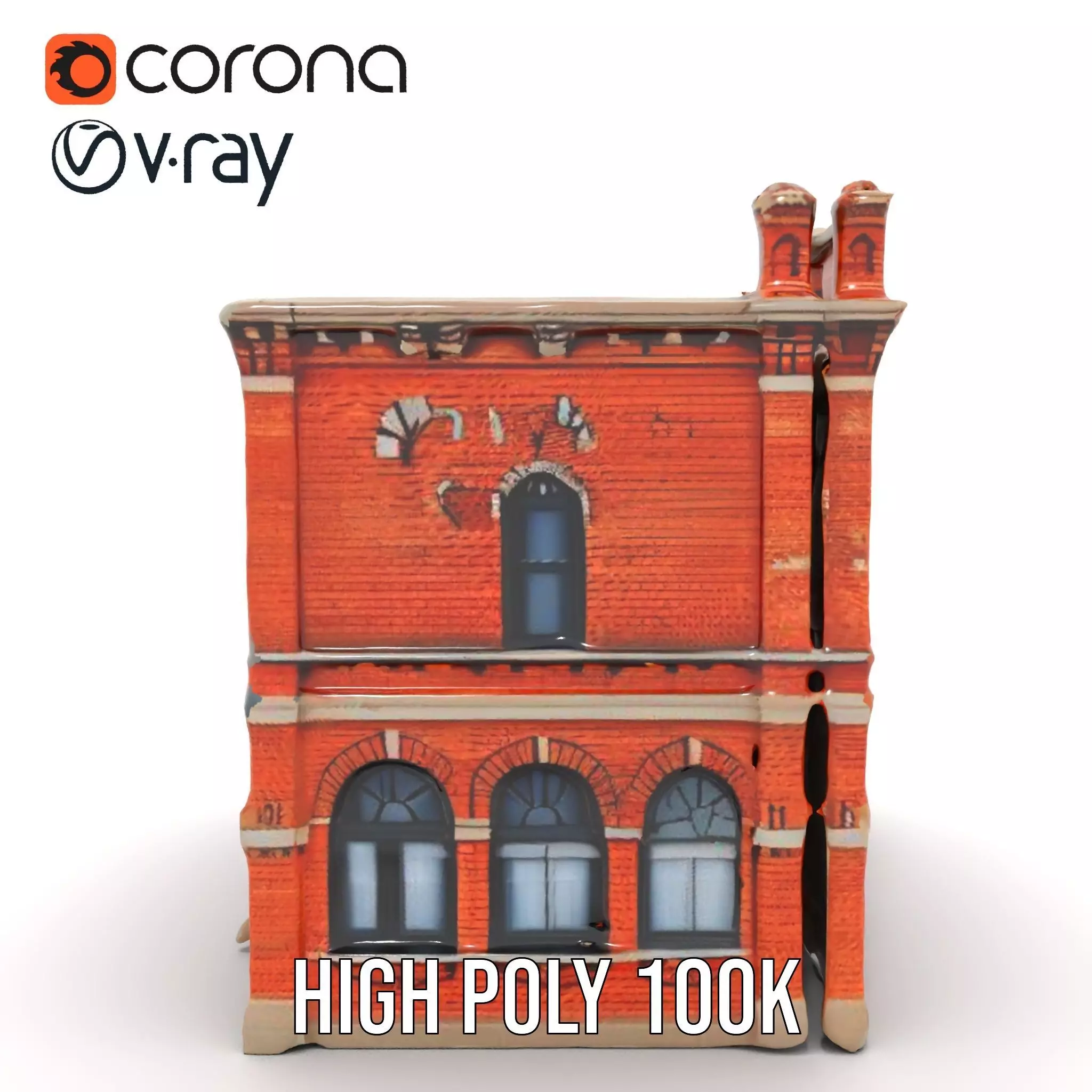 Victorian Brick Building model pack Low-poly 3D model_23