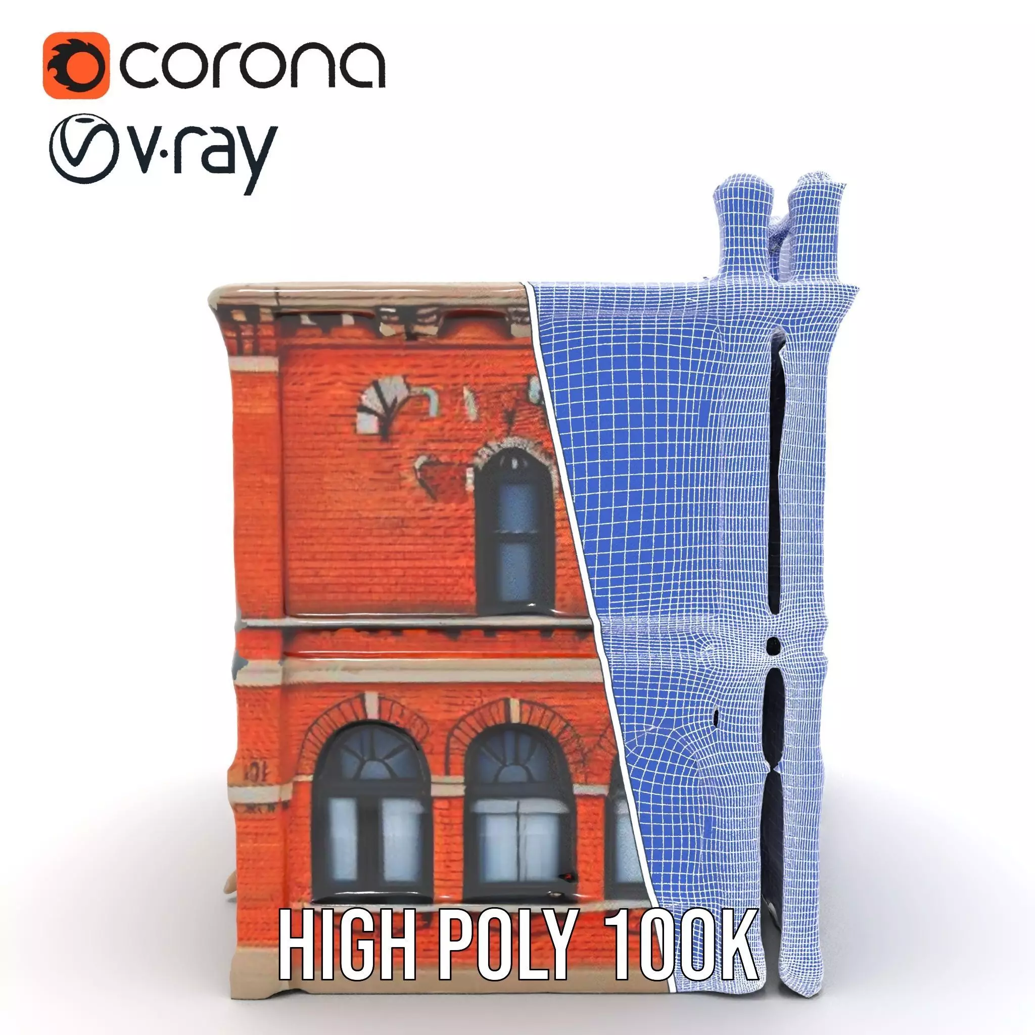 Victorian Brick Building model pack Low-poly 3D model_34
