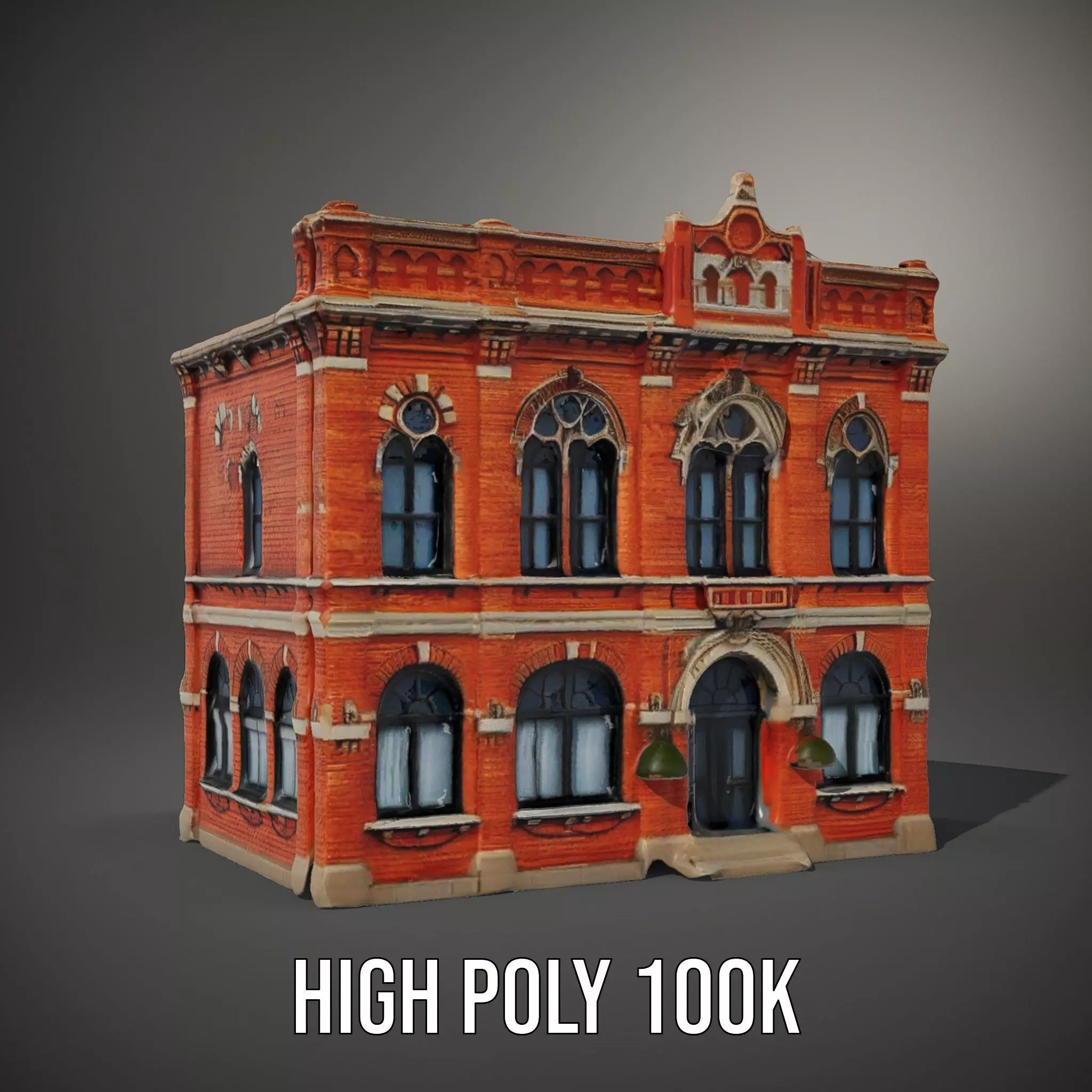Victorian Brick Building model pack Low-poly 3D model_8