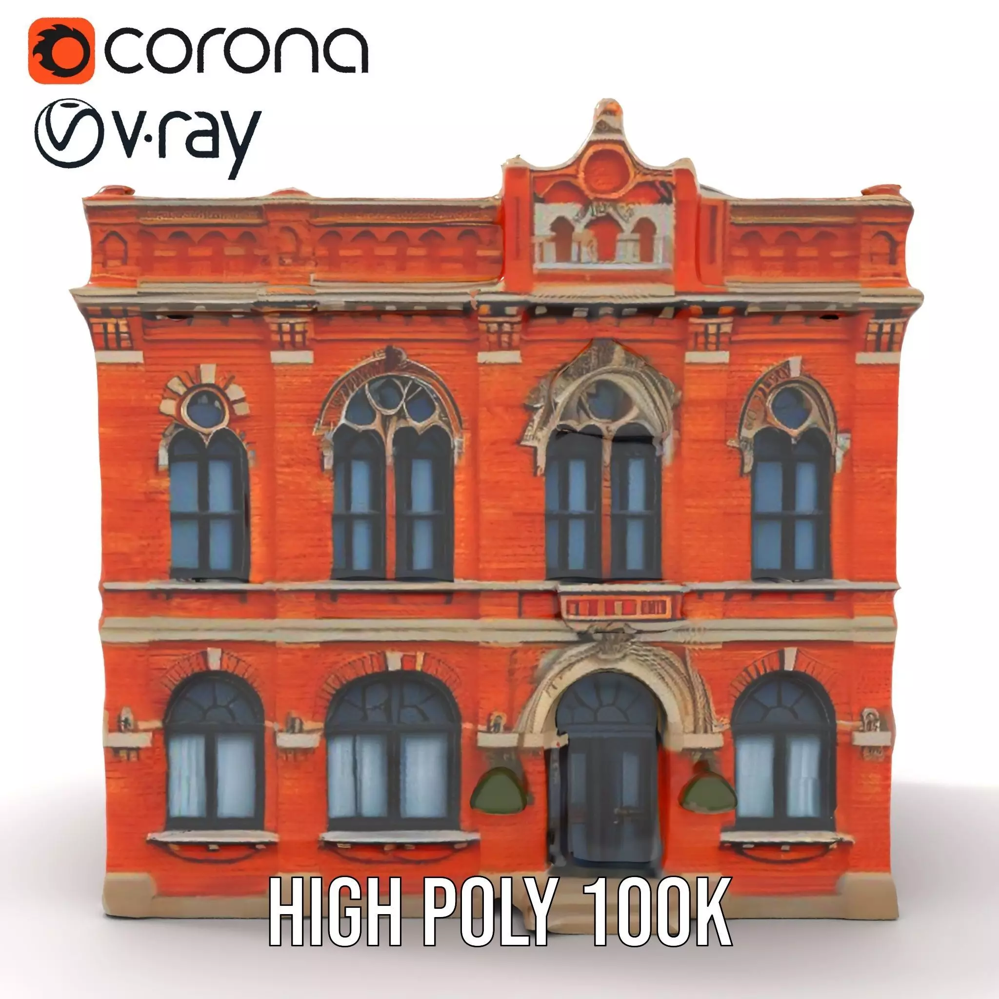 Victorian Brick Building model pack Low-poly 3D model_28