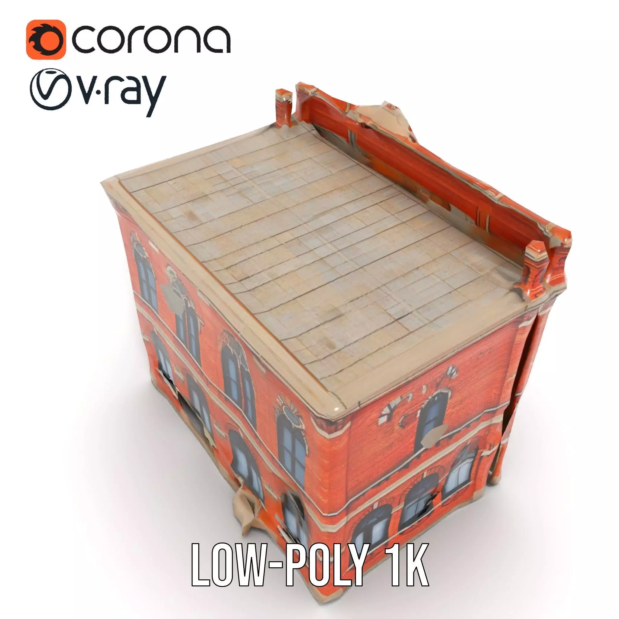 Victorian Brick Building model pack Low-poly 3D model_27