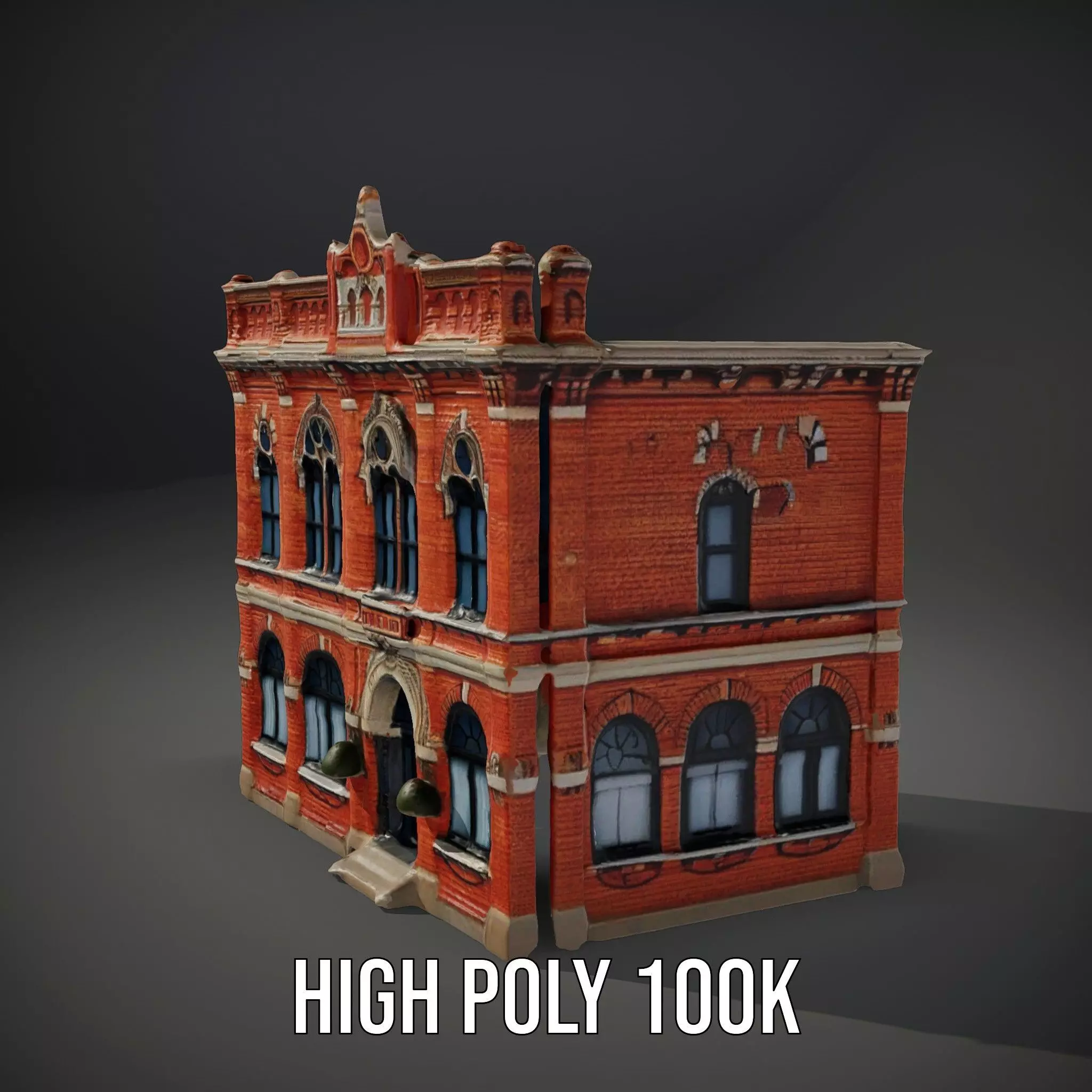 Victorian Brick Building model pack Low-poly 3D model_10