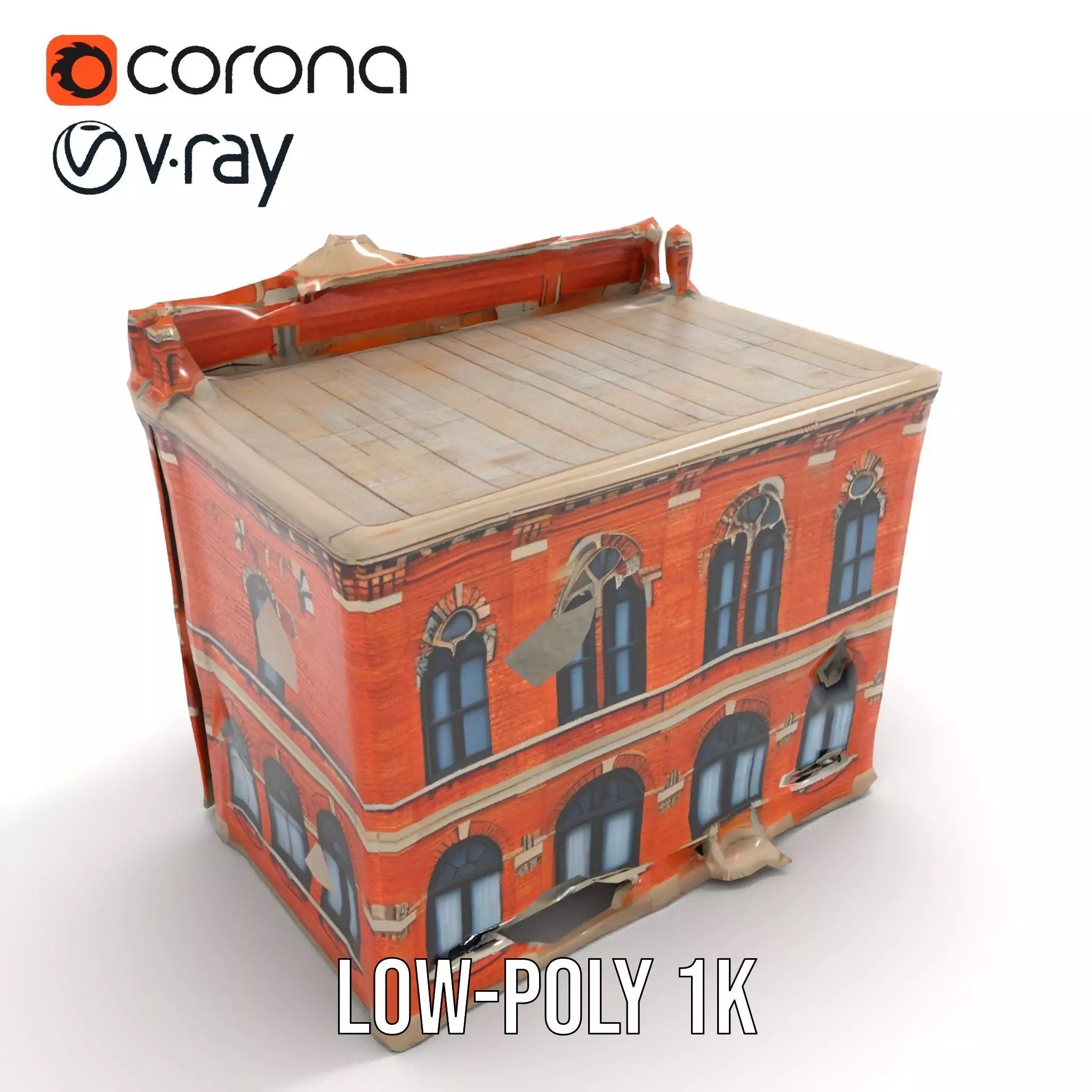 Victorian Brick Building model pack Low-poly 3D model_9