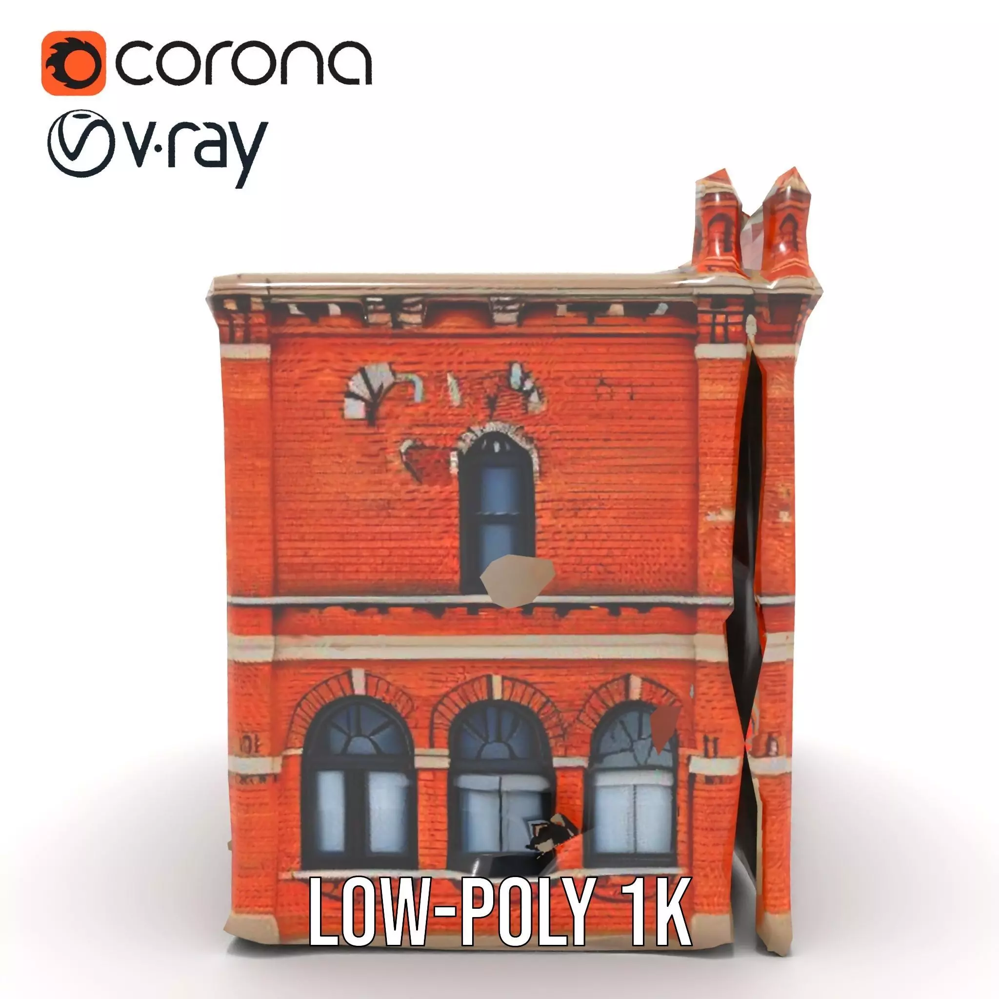 Victorian Brick Building model pack Low-poly 3D model_17
