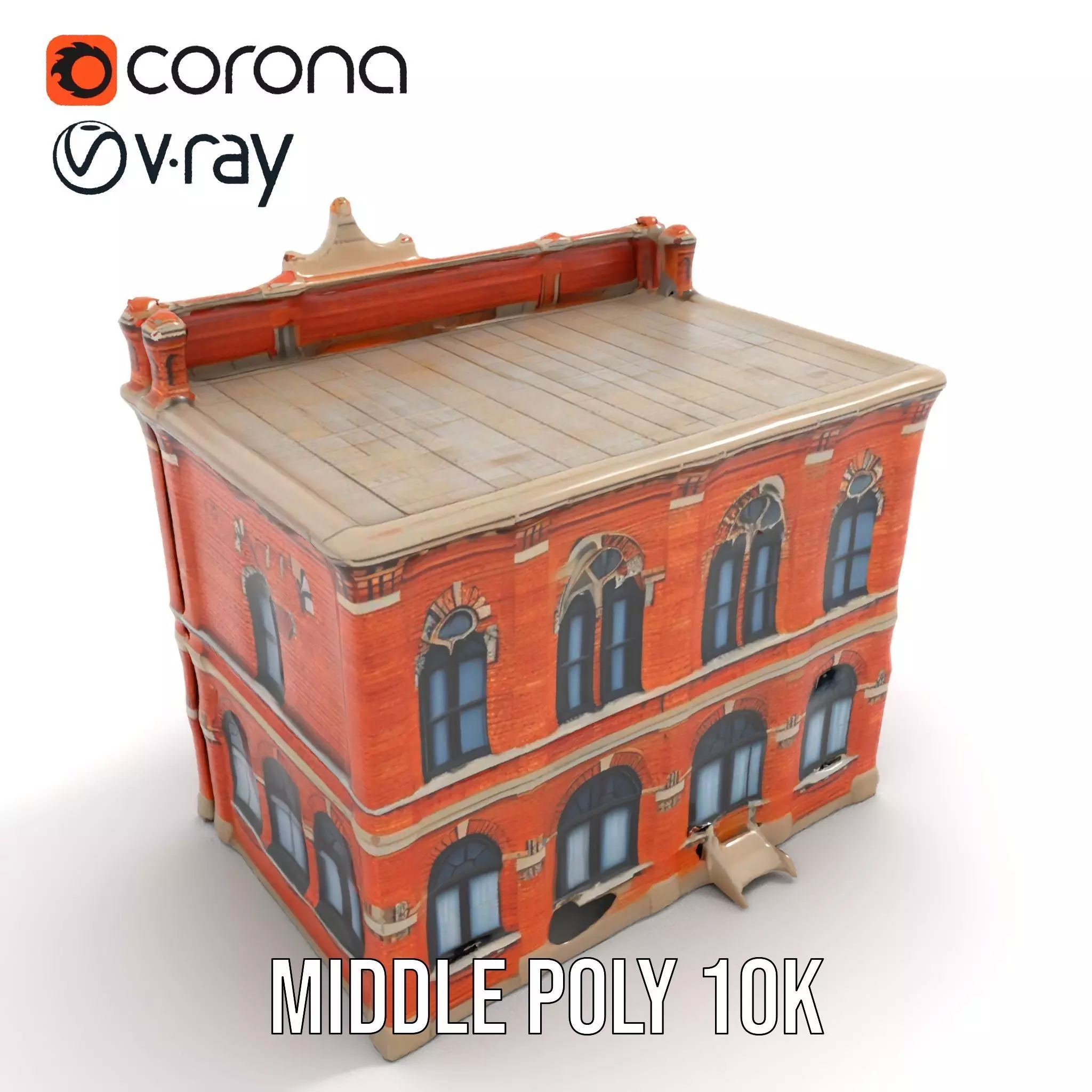 Victorian Brick Building model pack Low-poly 3D model_6