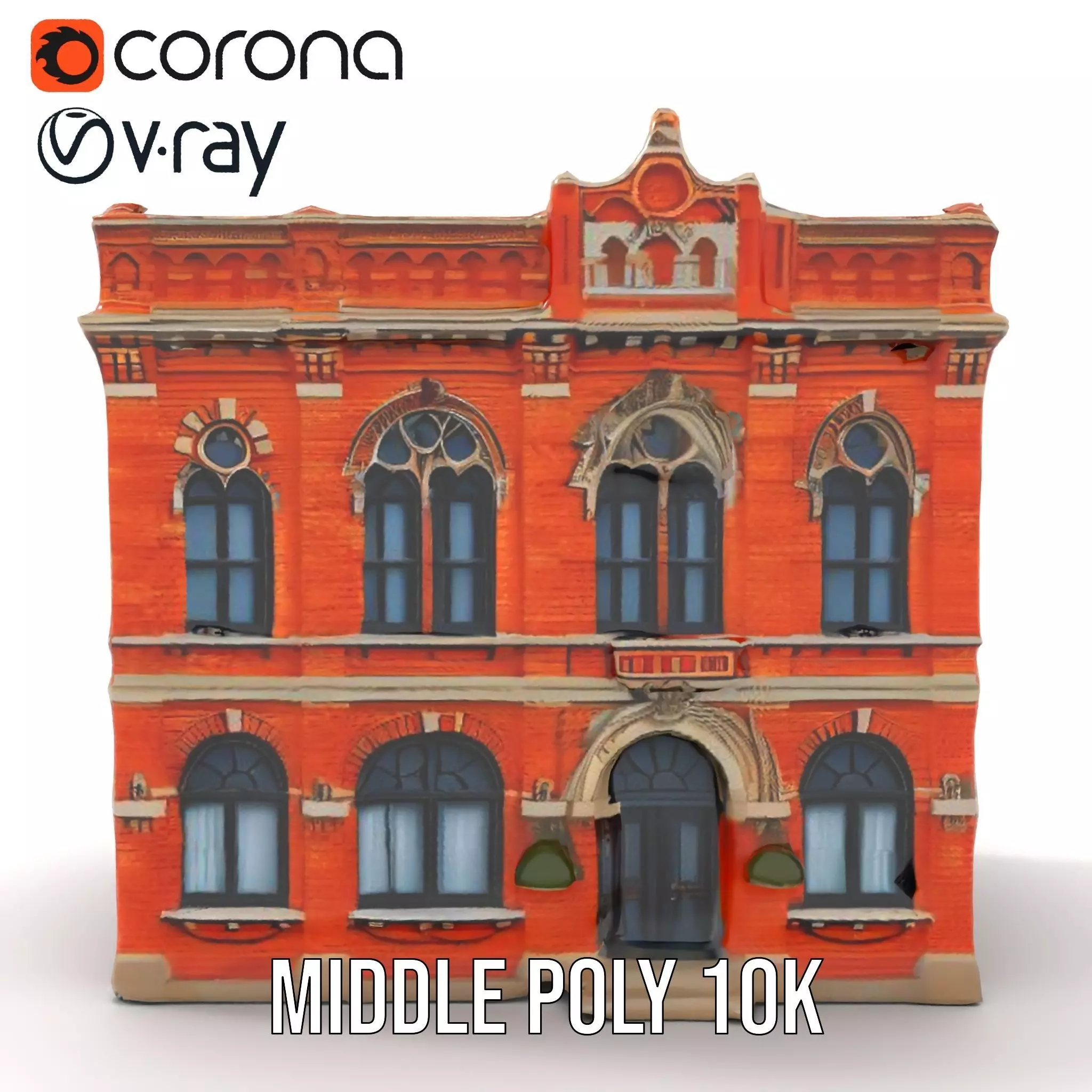 Victorian Brick Building model pack Low-poly 3D model_24