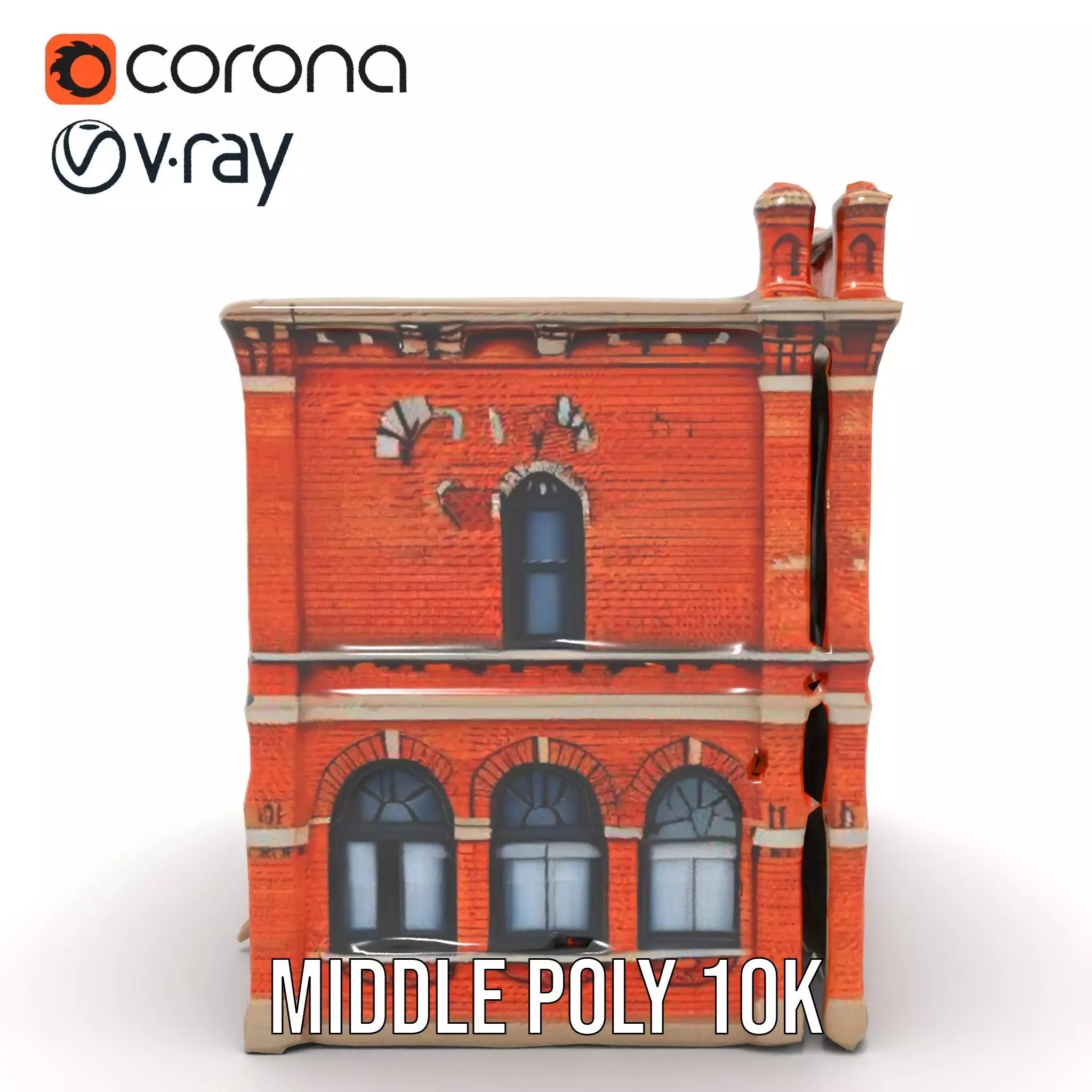 Victorian Brick Building model pack Low-poly 3D model_18