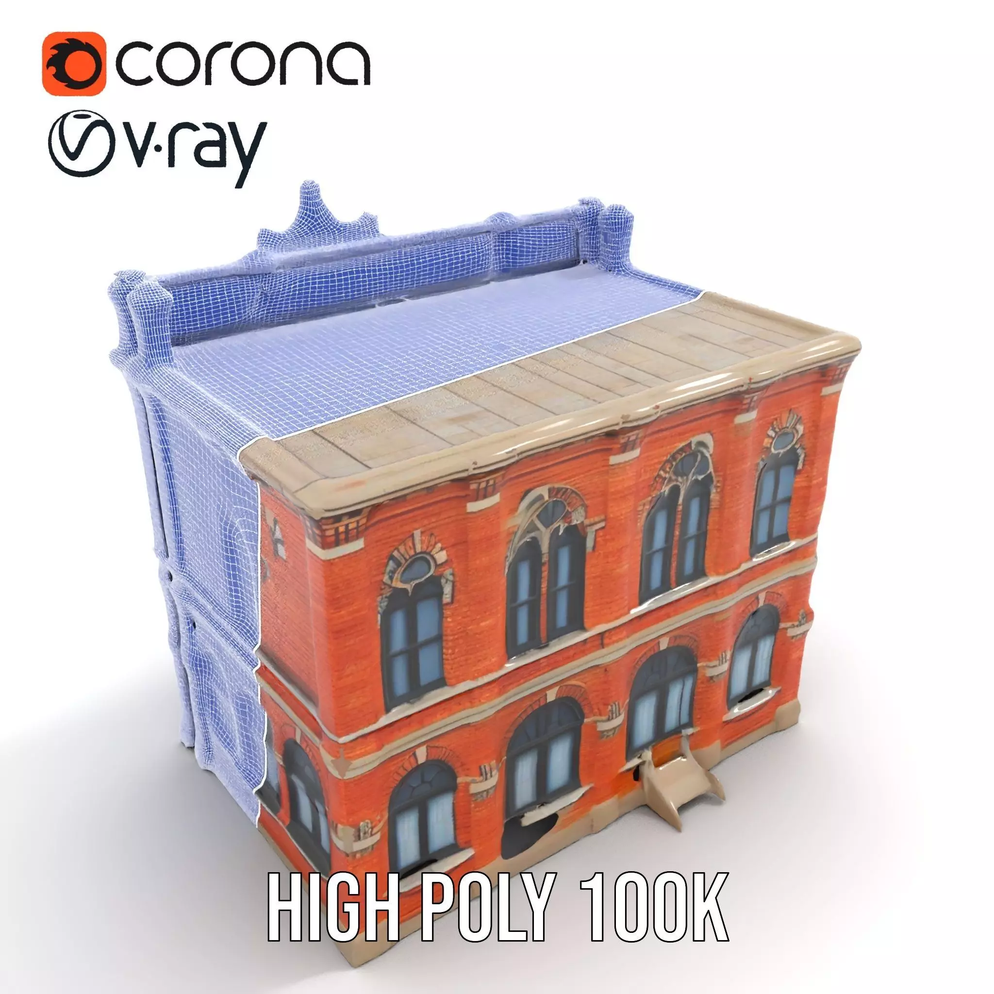 Victorian Brick Building model pack Low-poly 3D model_31