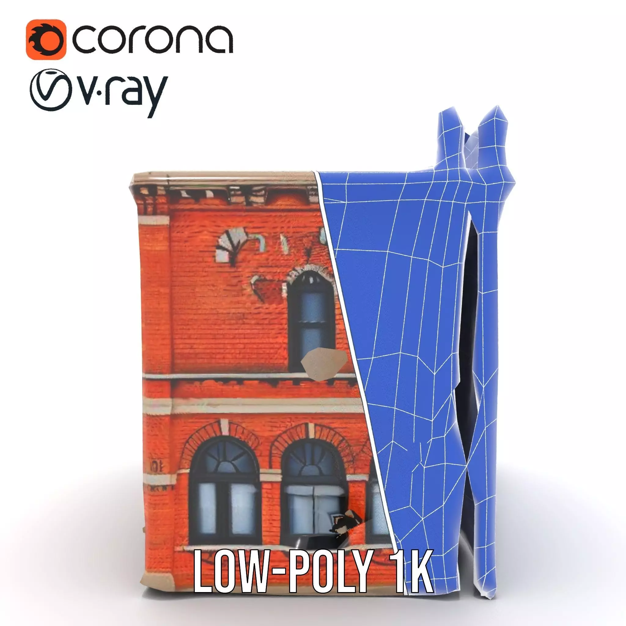 Victorian Brick Building model pack Low-poly 3D model_25