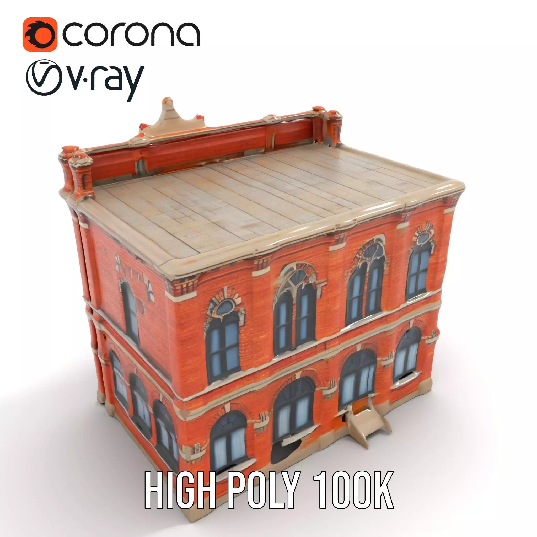 Victorian Brick Building model pack Low-poly 3D model_13
