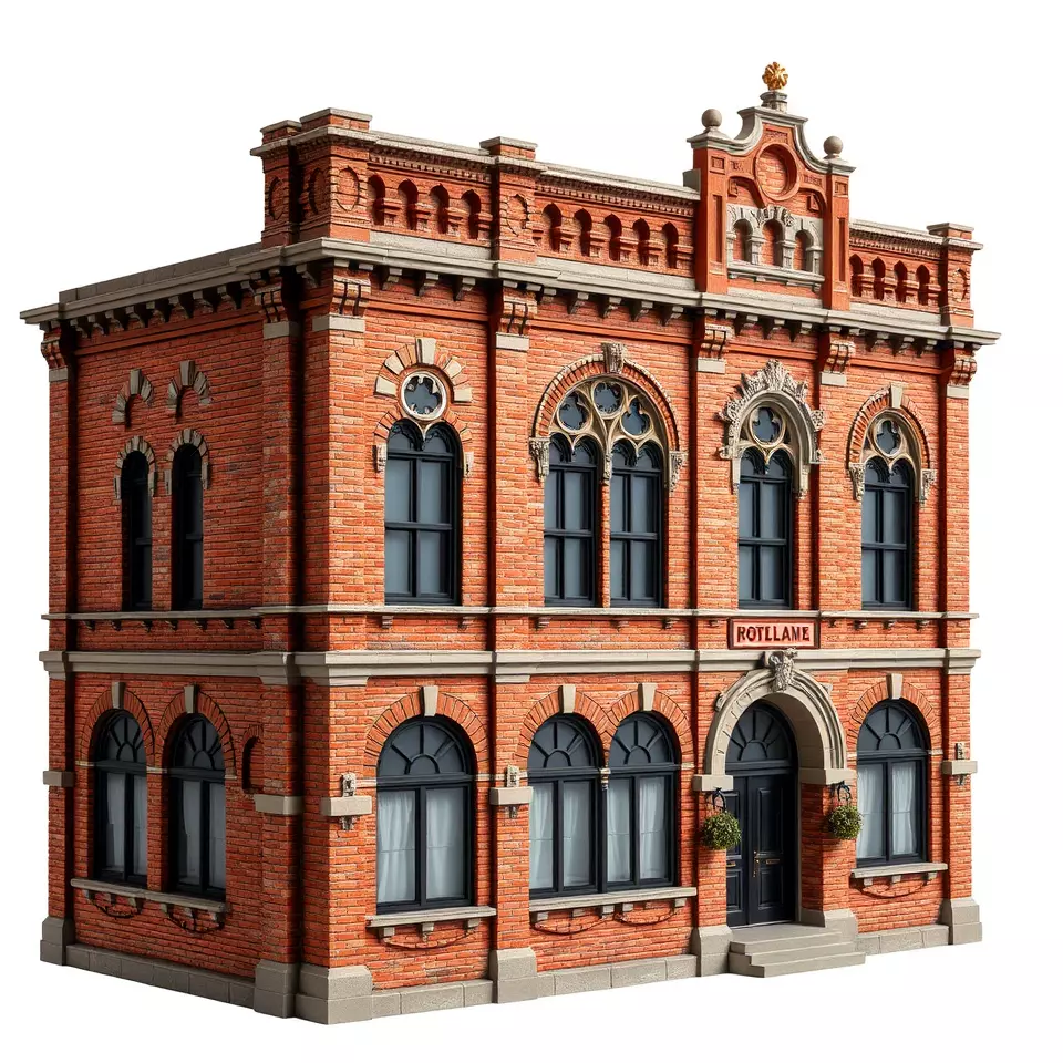 Victorian Brick Building model pack Low-poly 3D model_2