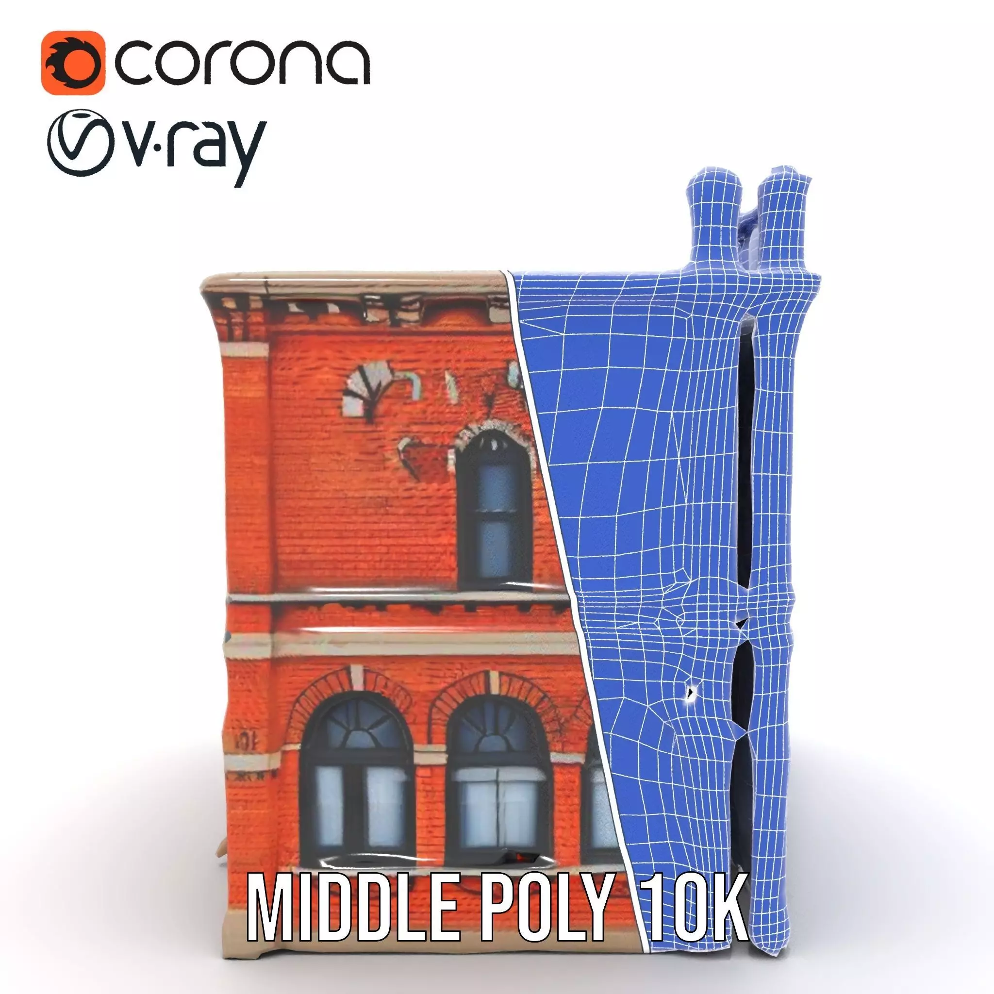 Victorian Brick Building model pack Low-poly 3D model_29